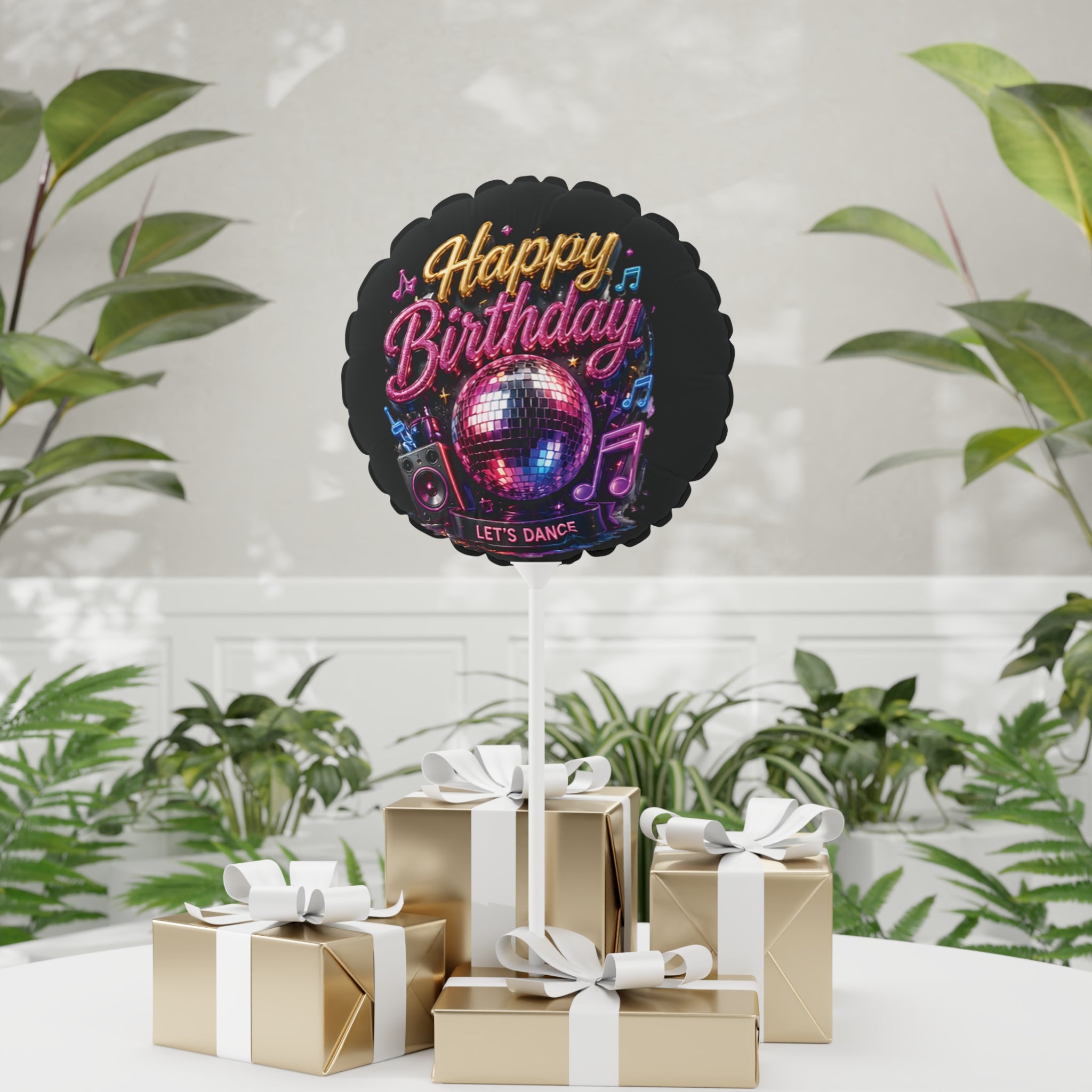 Happy Birthday Disco Balloon — 11" Round/Mylar Party Balloon