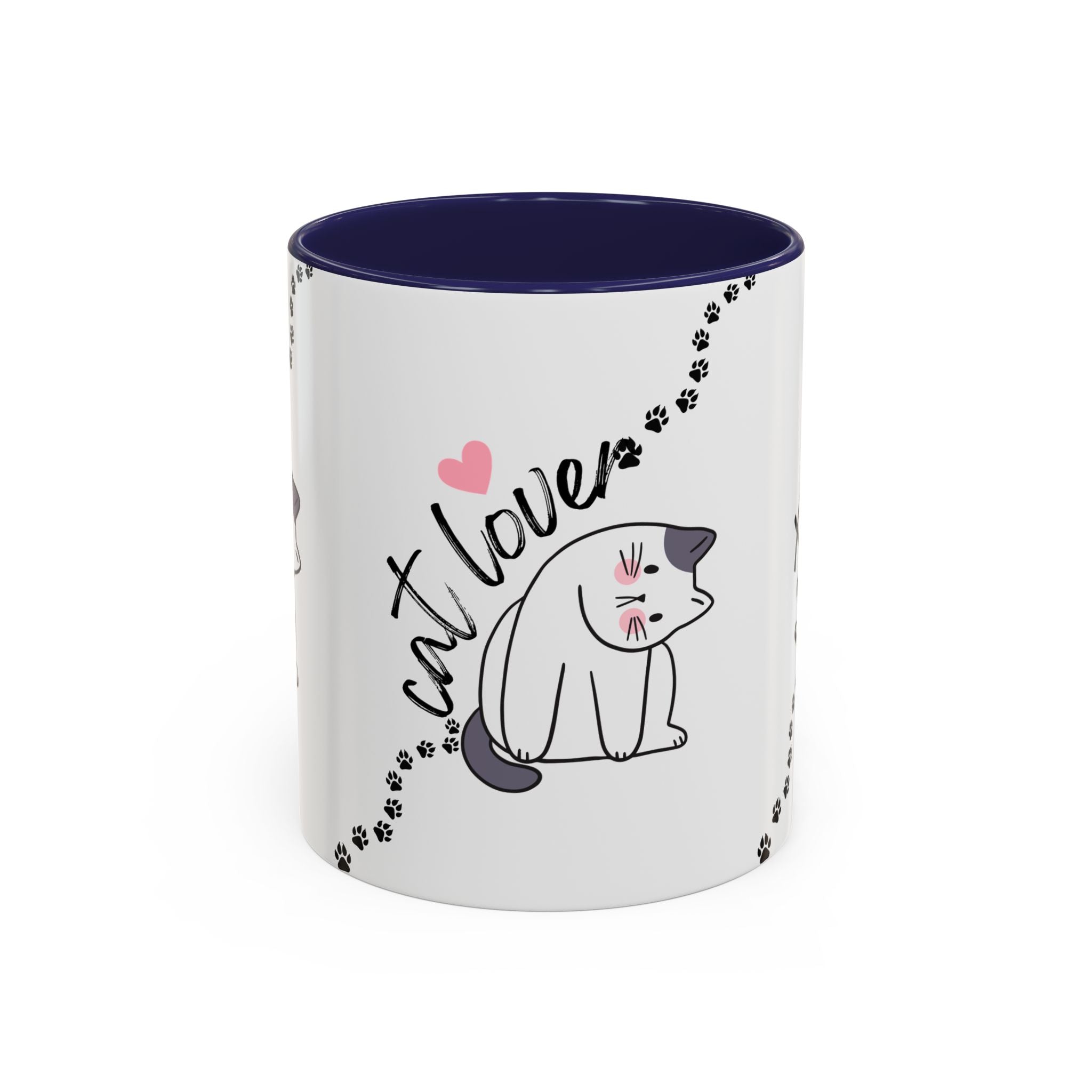 Cat Lover Coffee Mug — Cute Paw Print Accent Mug (11/15oz)