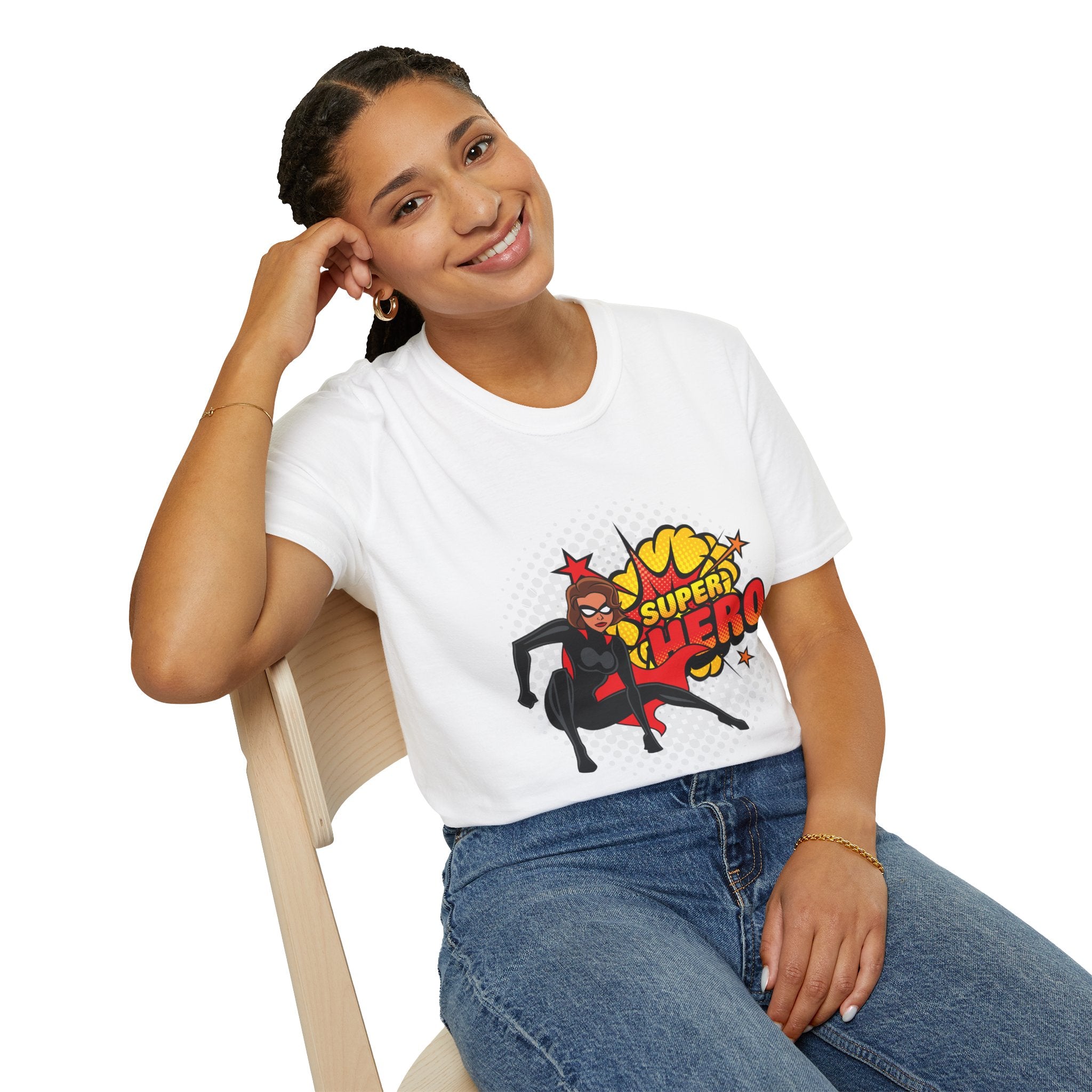 Super Hero Graphic T-Shirt — Retro Comic Girl Design