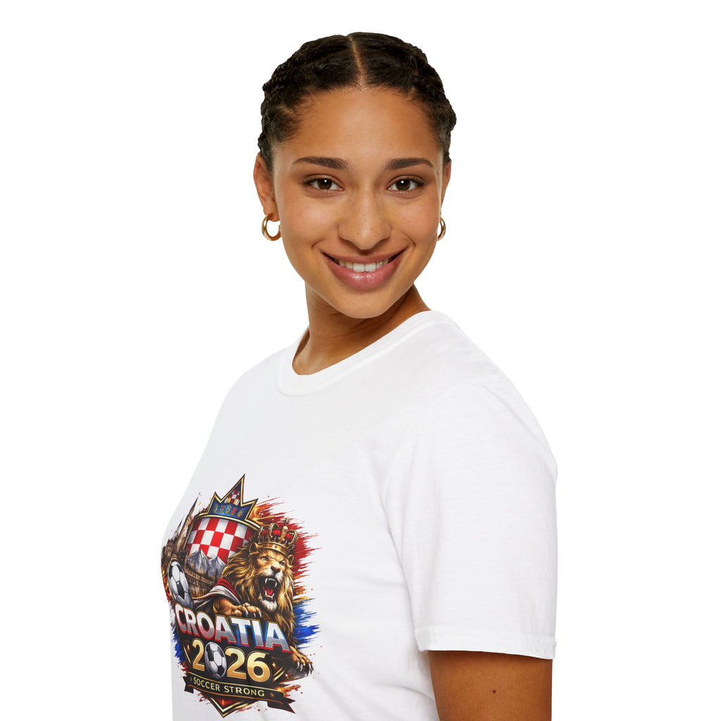 Croatia Soccer T-Shirt 2026 — Croatian Crest, Map & Lion Football Fan Tee
