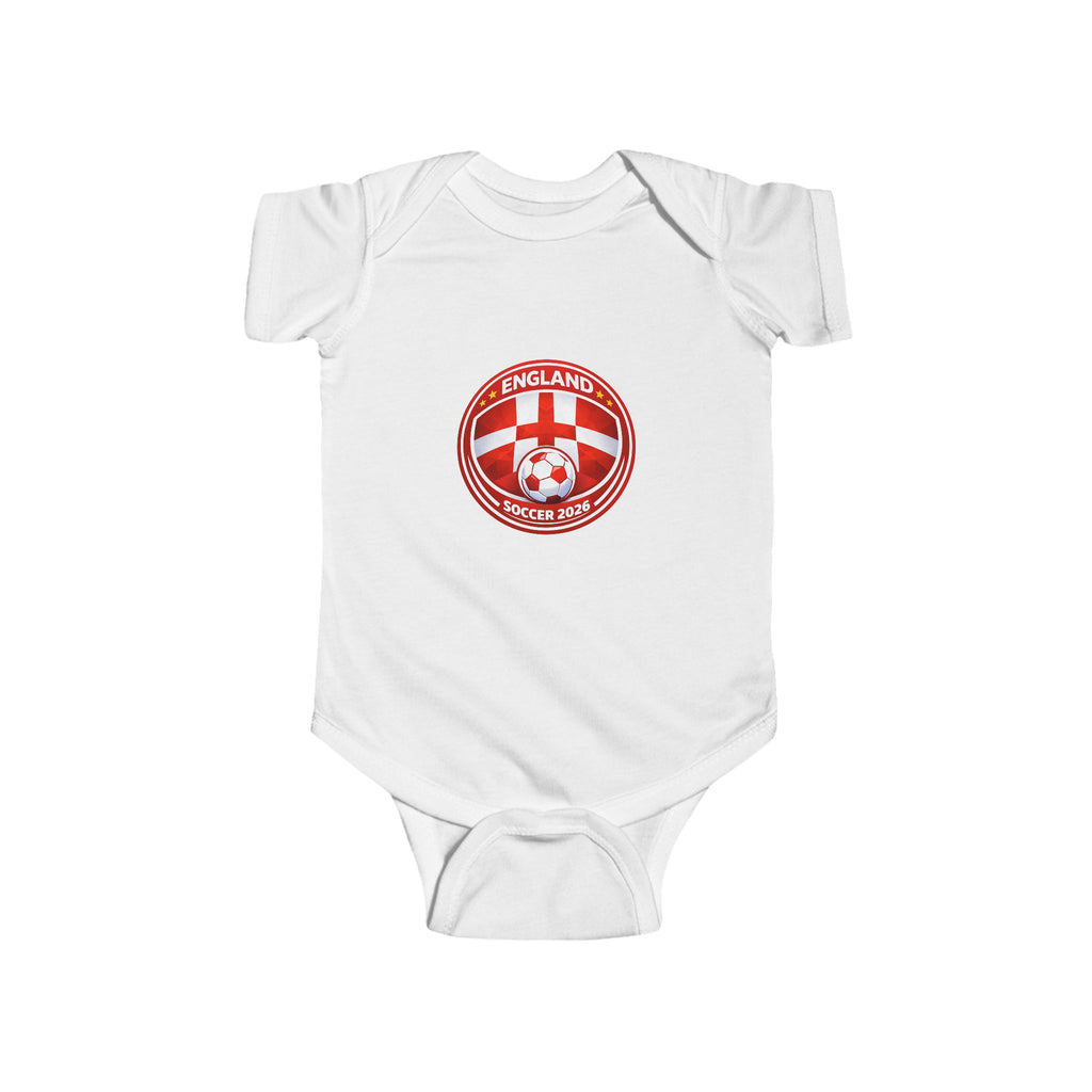 England Soccer Baby Bodysuit — Red Crest Football Infant Onesie