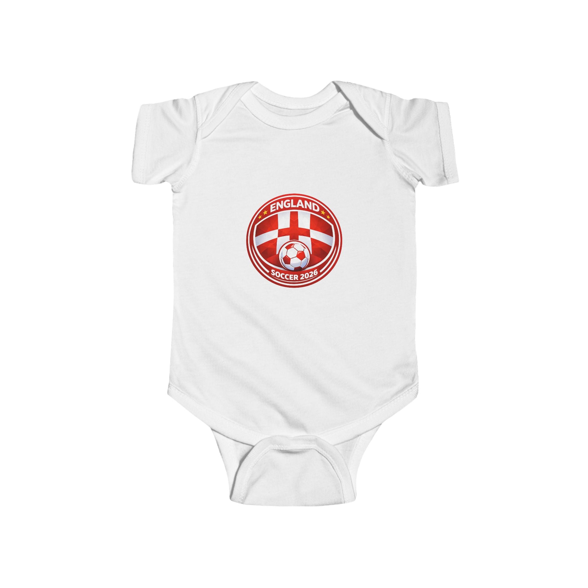 England Soccer Baby Bodysuit — Red Crest Football Infant Onesie