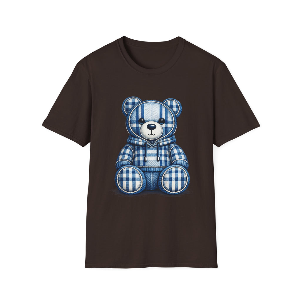 Plaid Blue Teddy Bear T-Shirt — Cute Cozy Graphic Tee