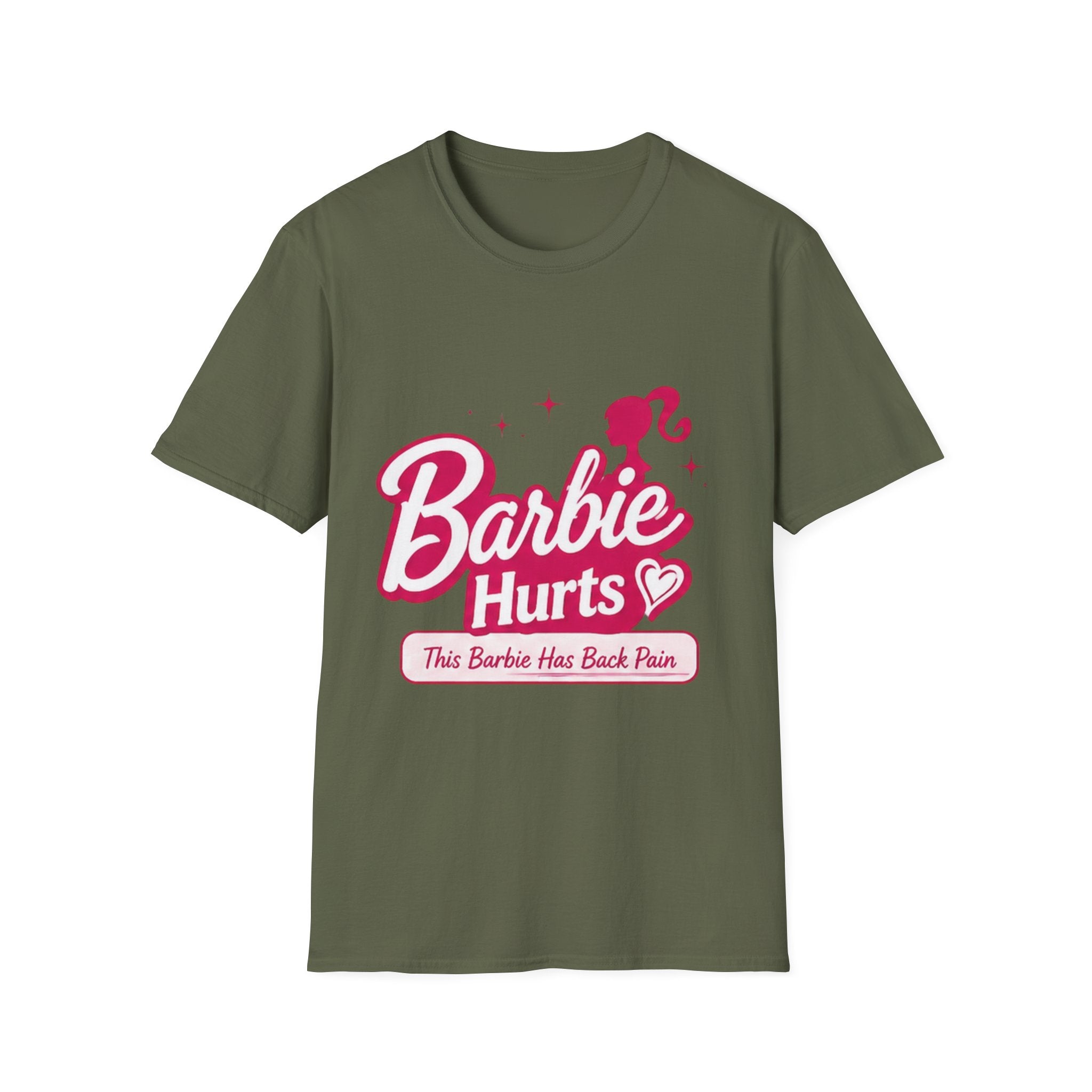 Barbie Hurts T-Shirt — 'This Barbie Has Back Pain' Funny Pink Graphic Tee