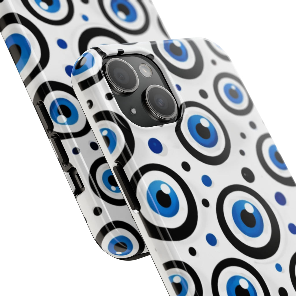 Blue Evil Eye Pattern Tough Phone Case — Protective Ceramic Nazar Design