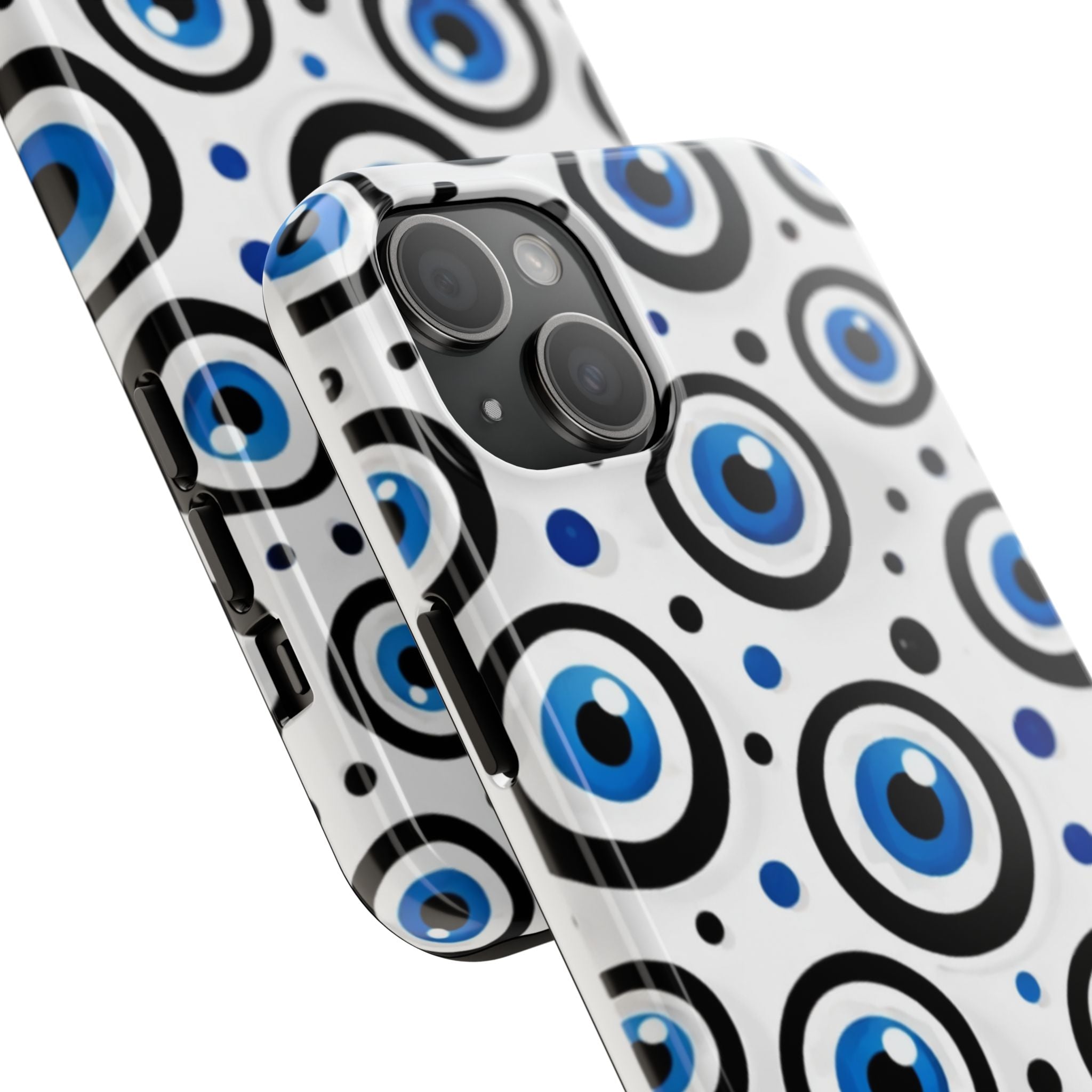 Blue Evil Eye Pattern Tough Phone Case — Protective Ceramic Nazar Design