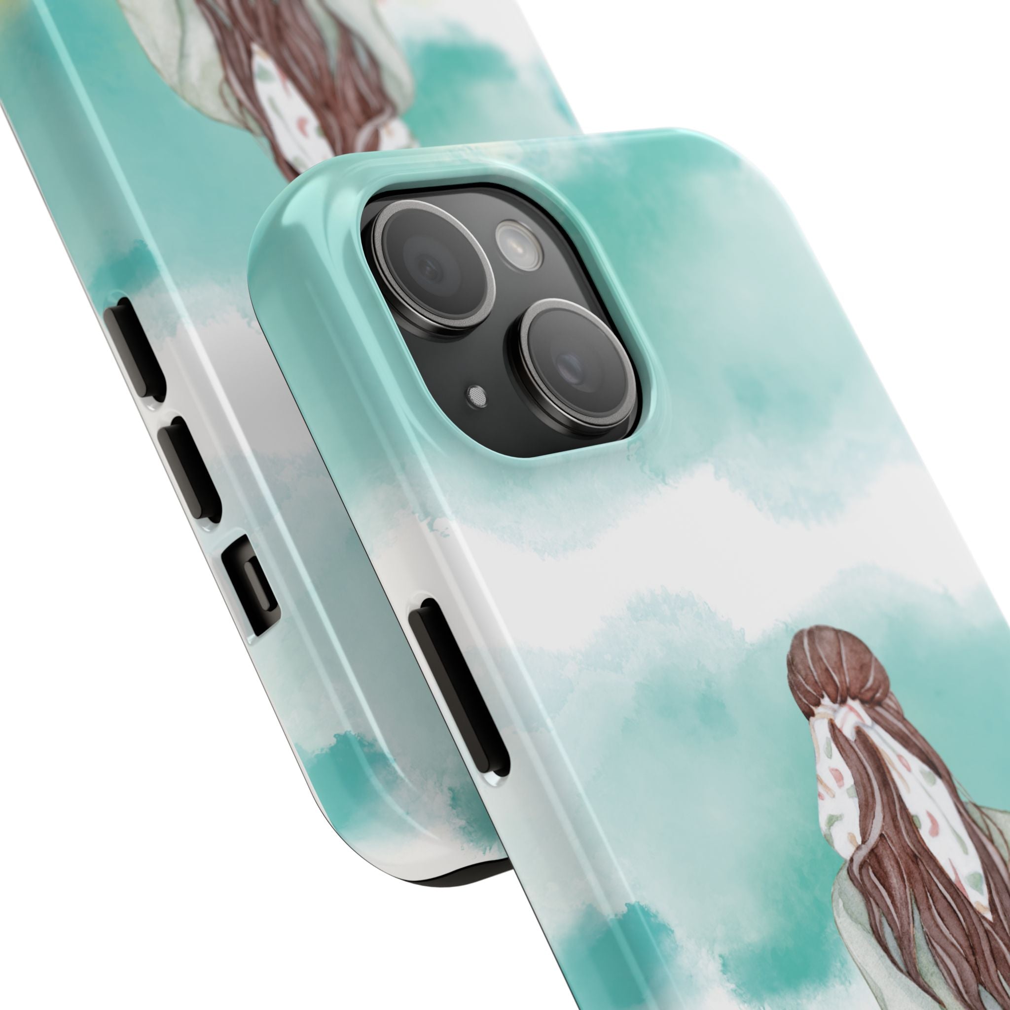 Watercolor Girl Tough Phone Case — Trendy Pastel Back-to-School Protective Cover