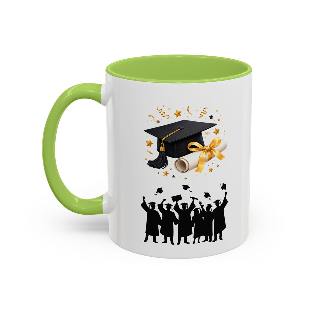 Graduation Celebration Coffee Mug — Cap, Diploma & Tossed Caps Design