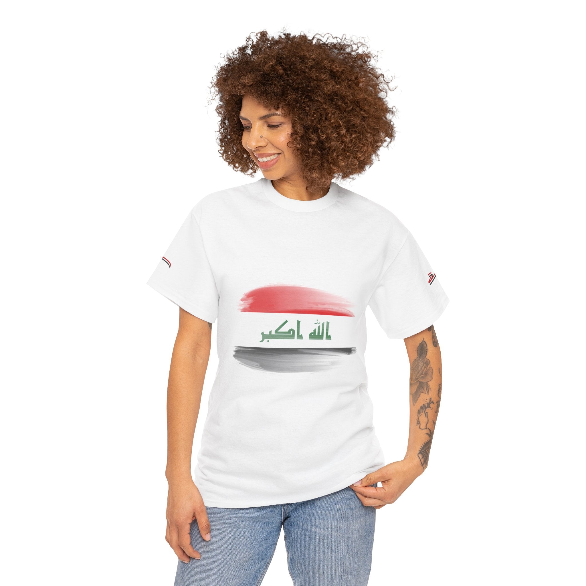 Iraq 2026 Football Cup T-Shirt – Iraq Flag Brushstroke & 'Allah Akbar' Design
