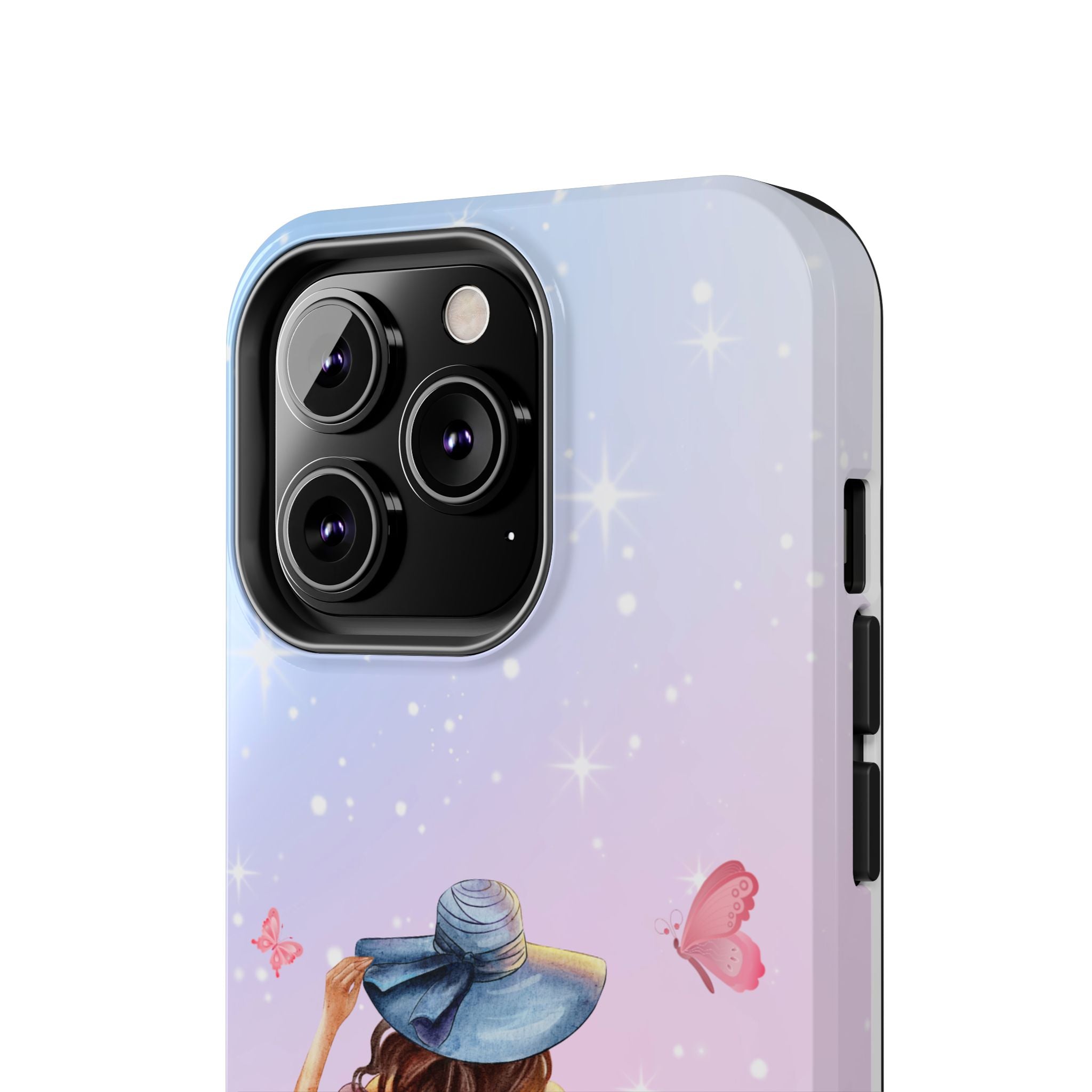 Pastel Girl with Hat Phone Case — Floral Basket Butterfly Tough Phone Case