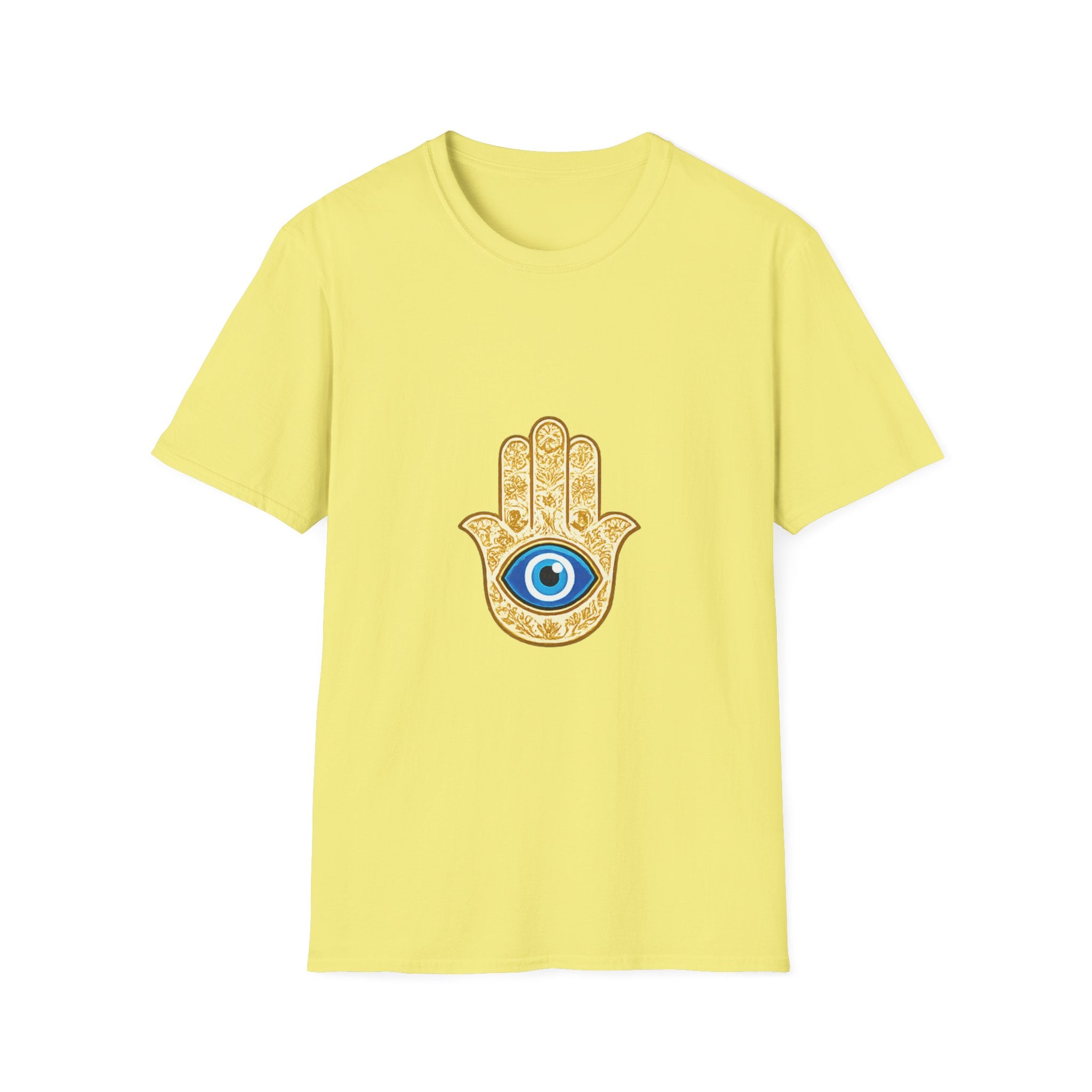 Hamsa Hand T-Shirt with Blue Evil Eye — Protective Spiritual Symbol Tee
