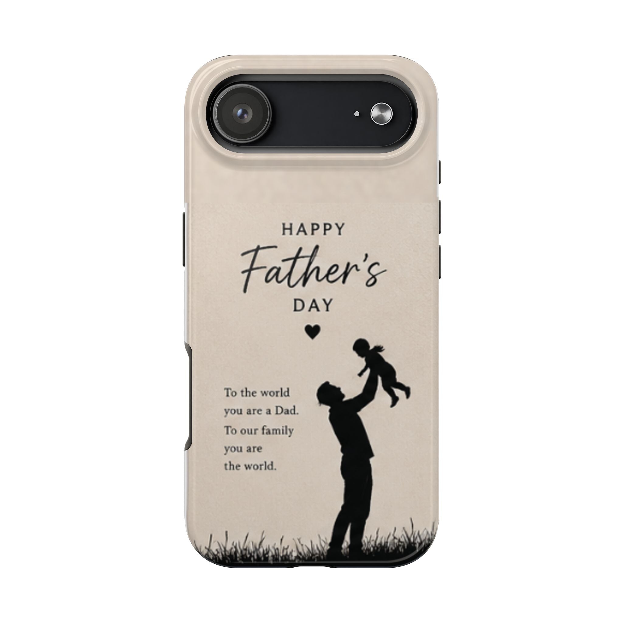 Father's Day Tough Phone Case — "Happy Father's Day" Silhouette Dad & Child Protective Cover