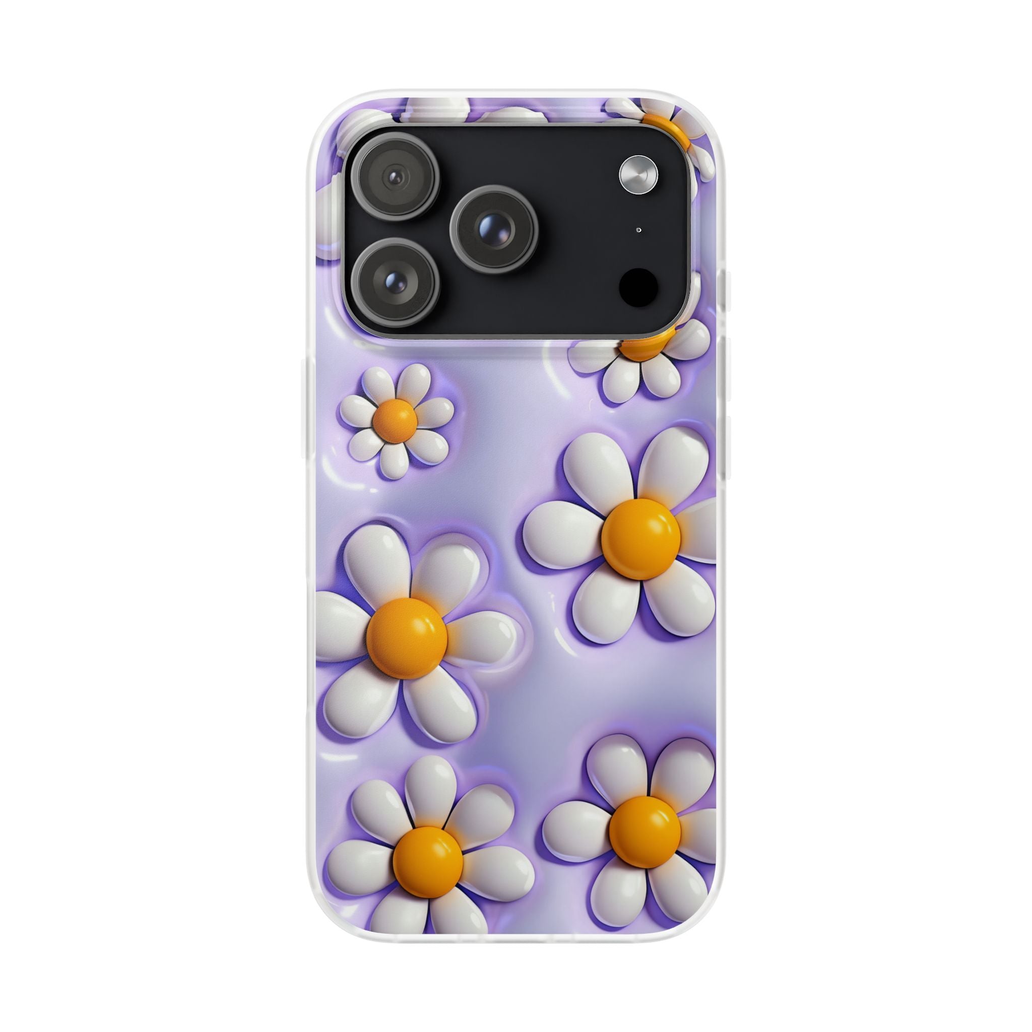 Purple 3D Daisy Phone Case – Cute Floral iPhone Flexi Case