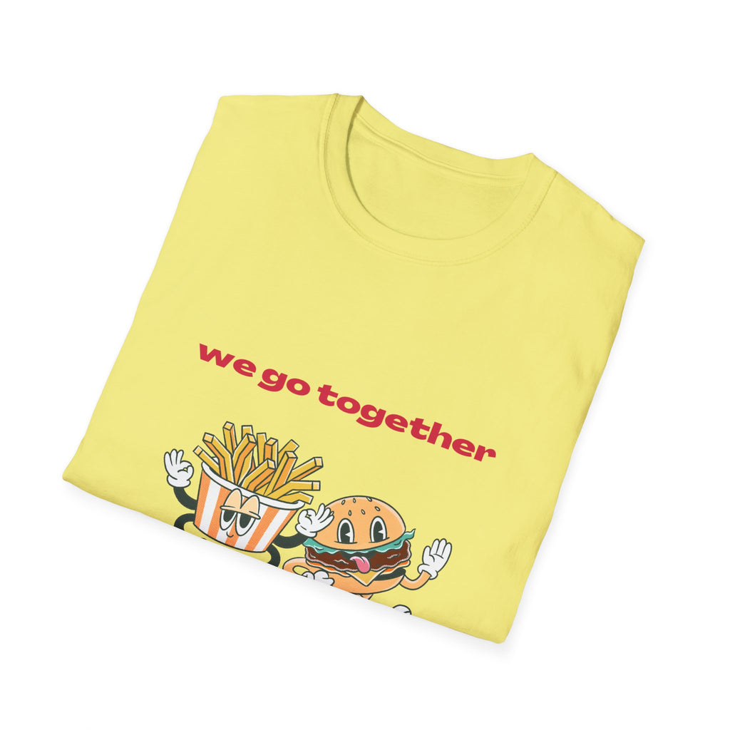 Burger & Fries Graphic T-Shirt — "We Go Together" Cute Matching Tee