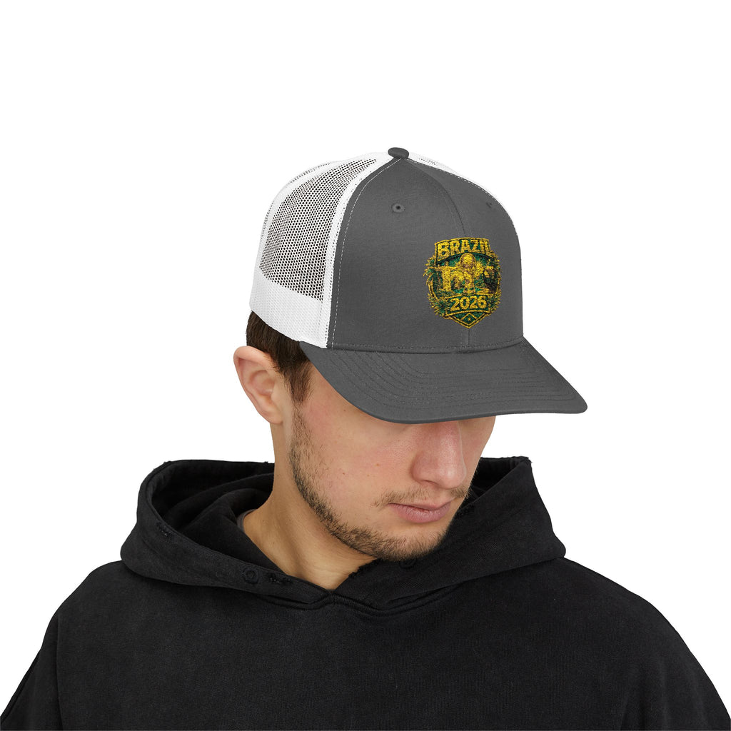 Brazil  Vintage Patch Trucker Cap — Rustic 2026 Crest Snapback