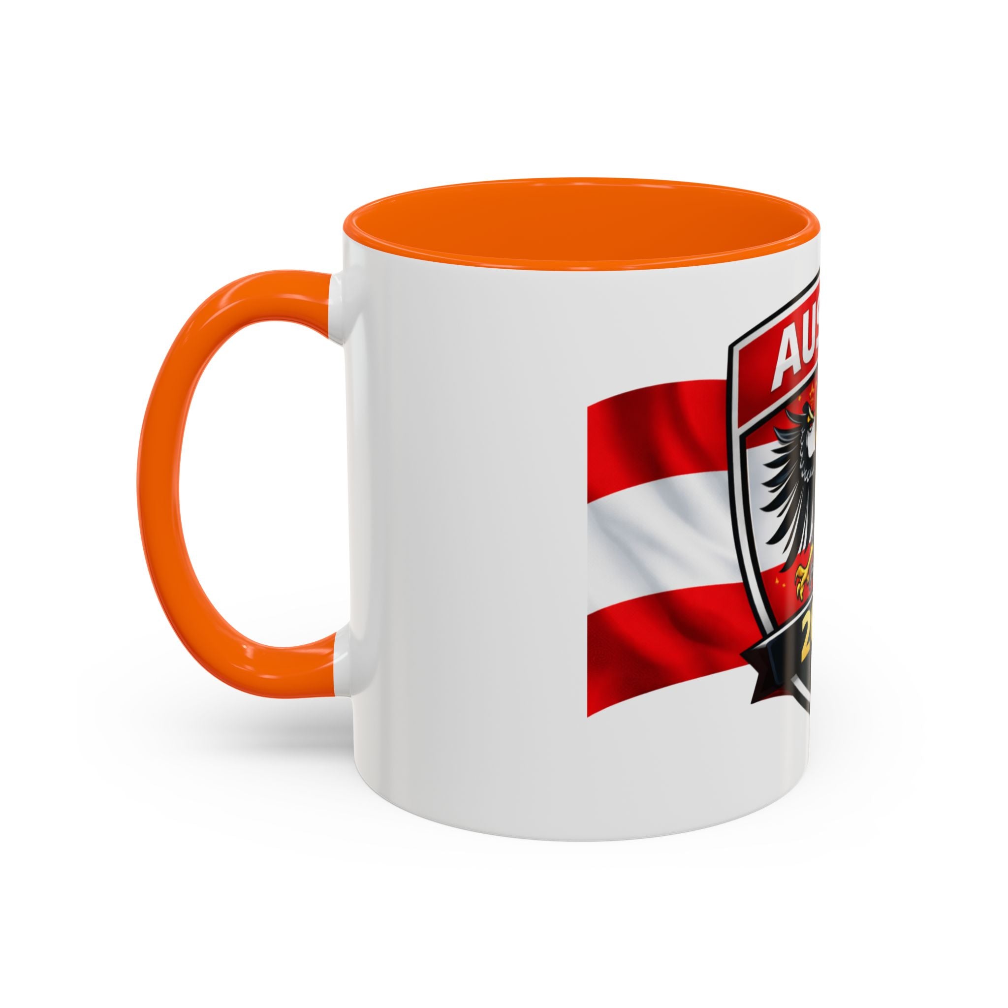 Austria 2026 Cup Coffee Mug – Austrian Flag & Trophy Accent Mug