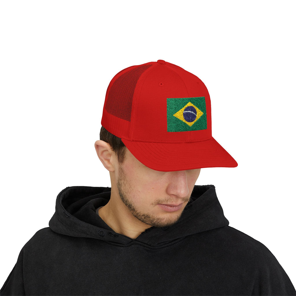 Brazil Flag Snapback Trucker Cap — Embroidered Brazilian Flag Hat