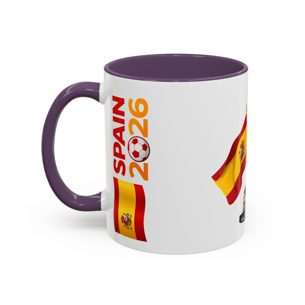 Spain 2026 Soccer Trophy Accent Coffee Mug — Spain Flag Football Fan Gift (11/15oz)