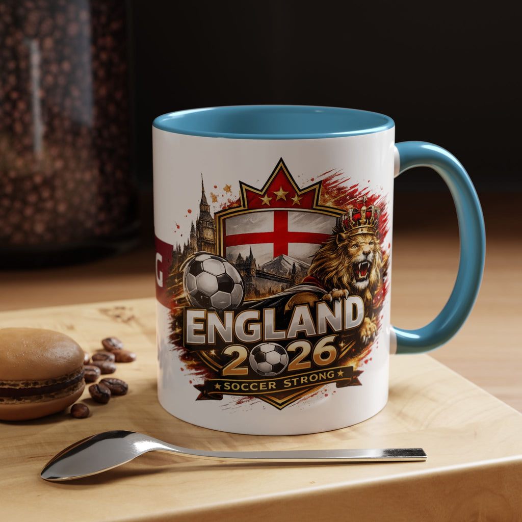 England 2026 Soccer Cup Accent Coffee Mug (11, 15oz)