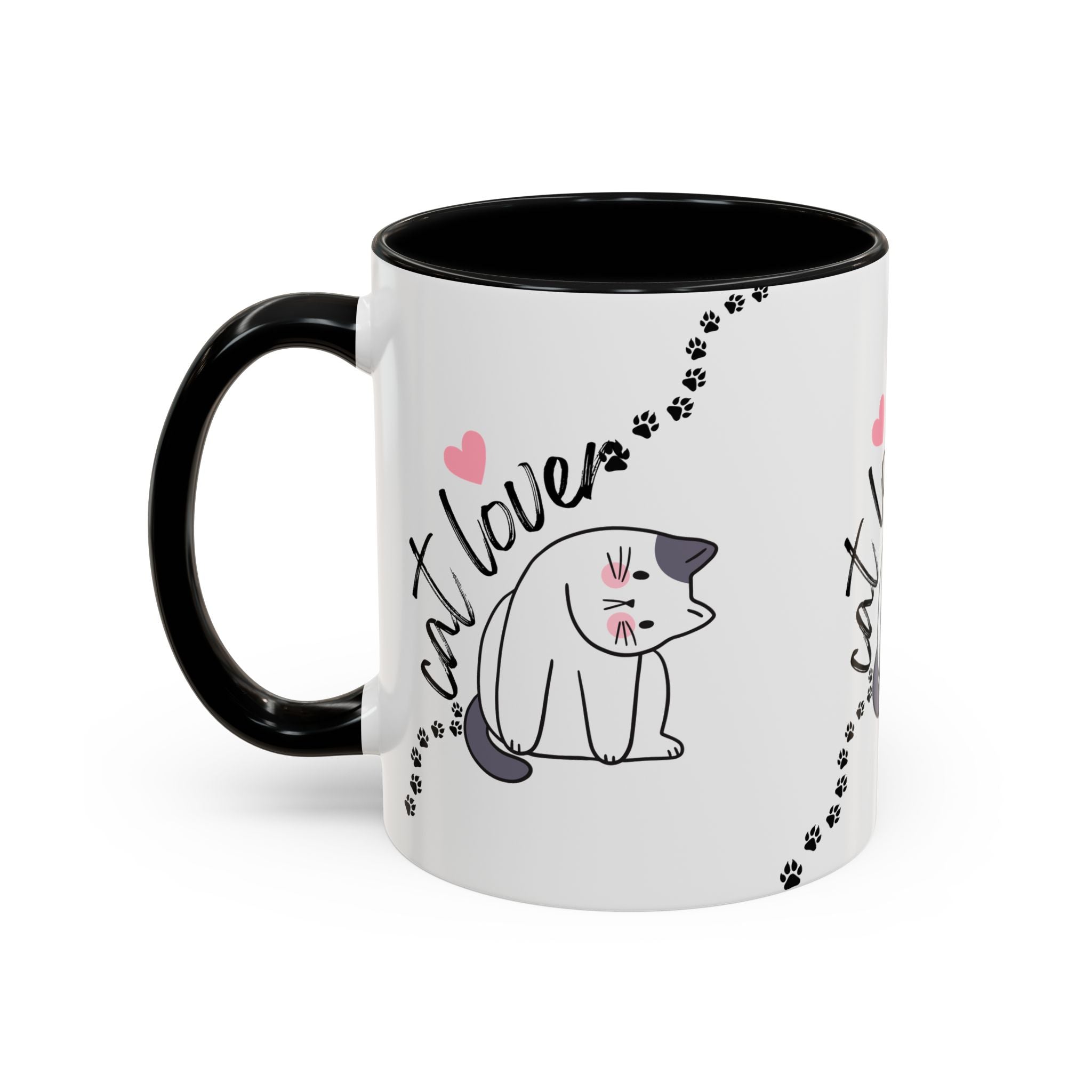 Cat Lover Coffee Mug — Cute Paw Print Accent Mug (11/15oz)
