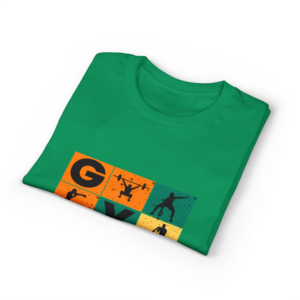 Gym Blocks Graphic T-Shirt — Retro Fitness Silhouette Tee