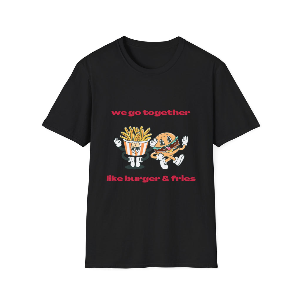 Burger & Fries Graphic T-Shirt — "We Go Together" Cute Matching Tee