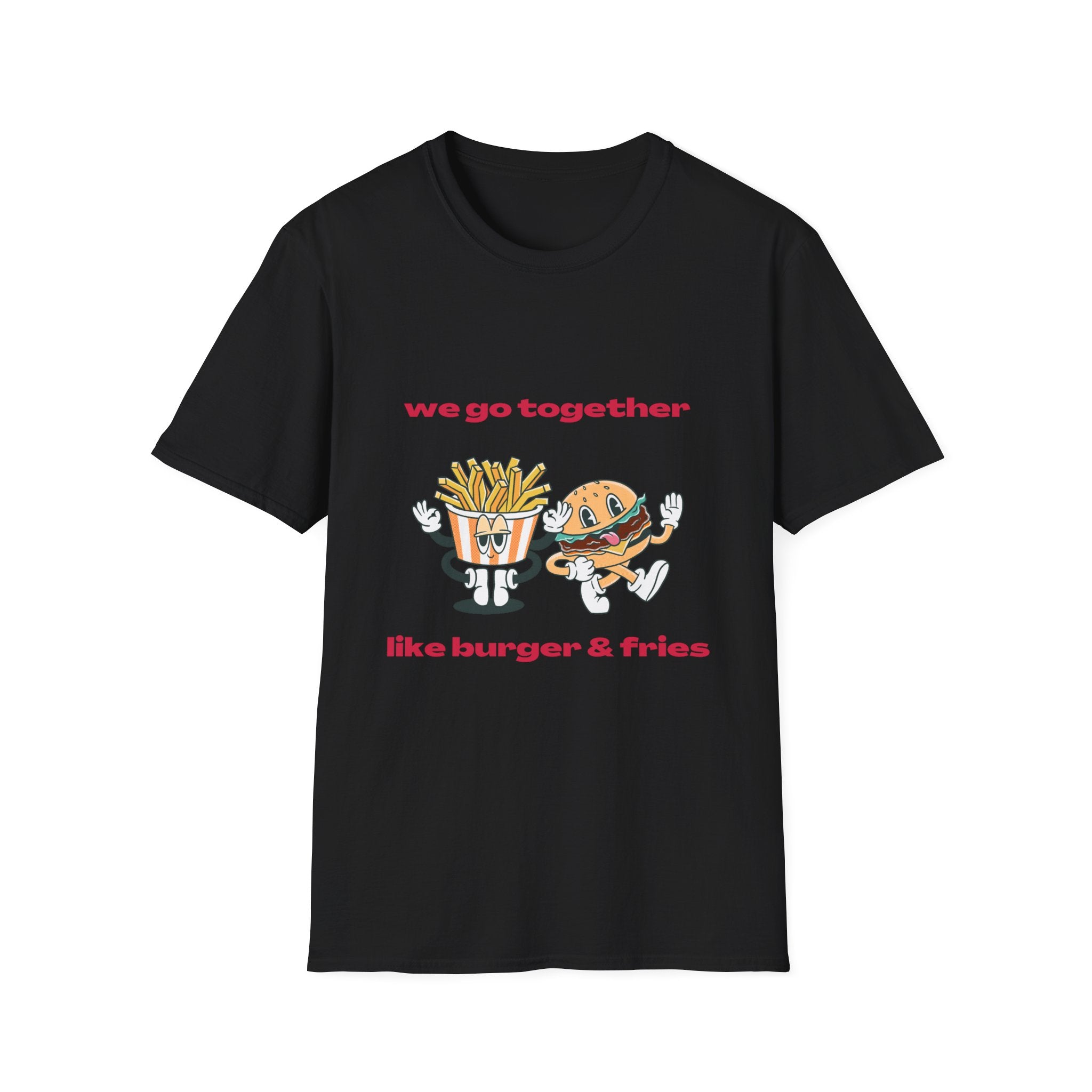 Burger & Fries Graphic T-Shirt — "We Go Together" Cute Matching Tee