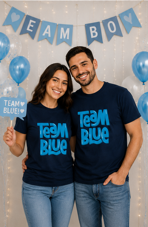 Team Blue Baby Gender T-Shirt — Retro Wave Graphic Tee
