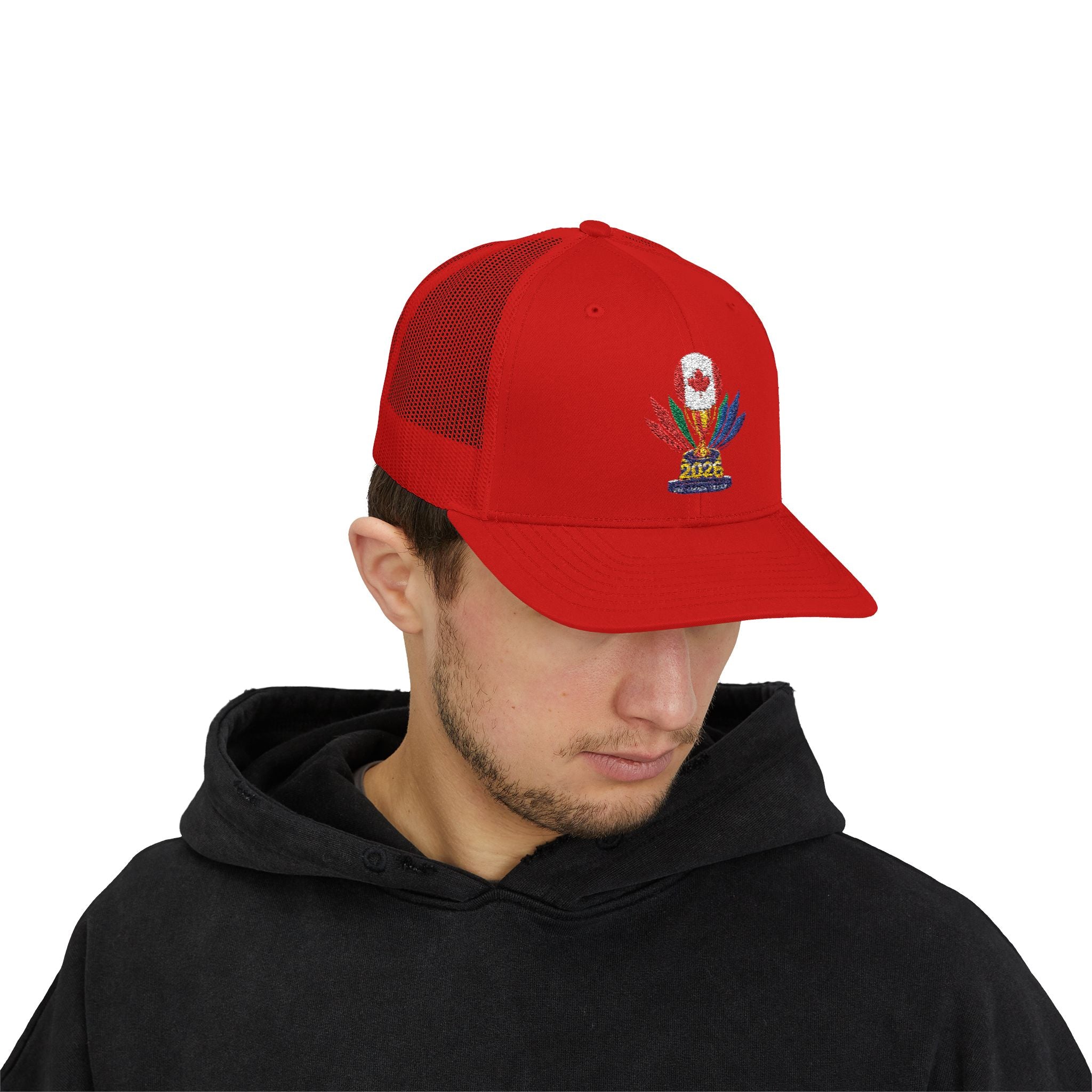 Embroidered Colorful Trophy Trucker Cap - Snapback Mesh Hat