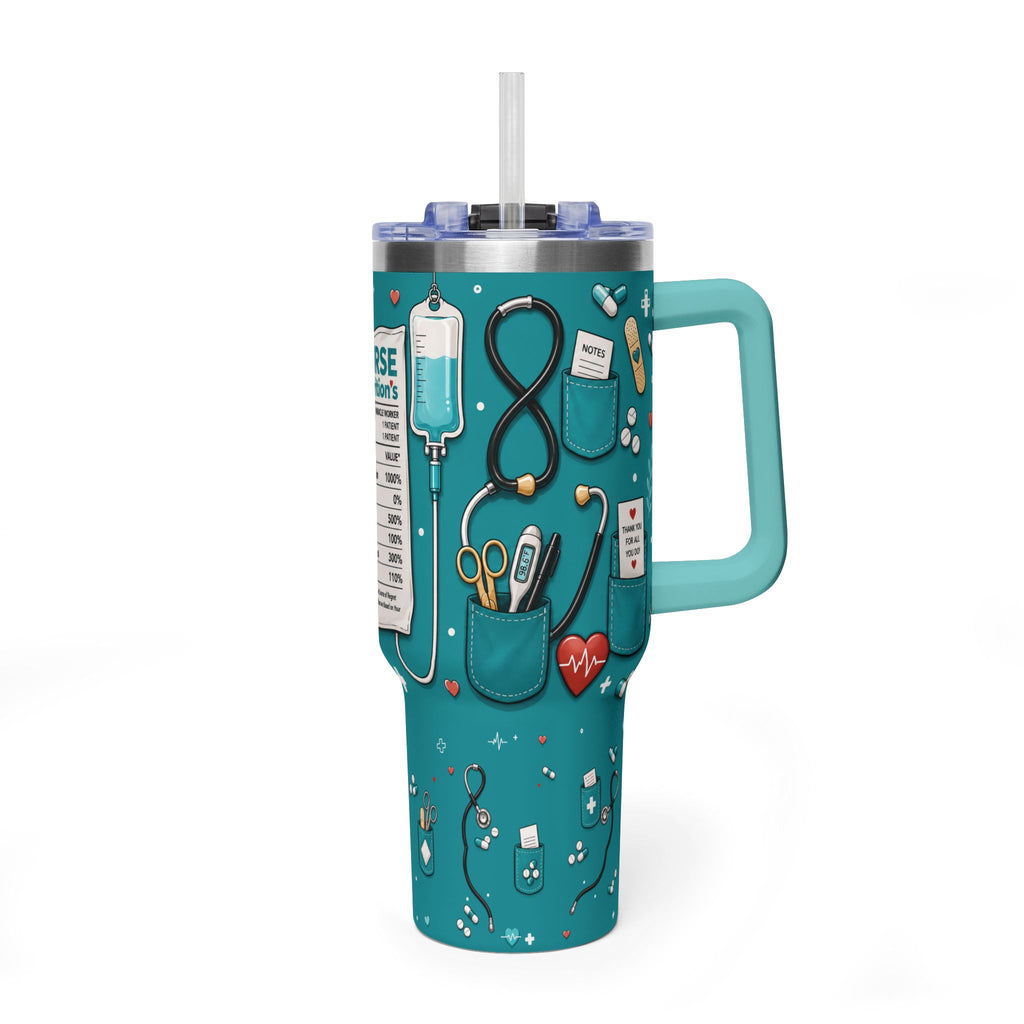 Nurse Nutrition 40oz Vacuum Tumbler – Medical Tools Pattern Insulated Travel Mug
