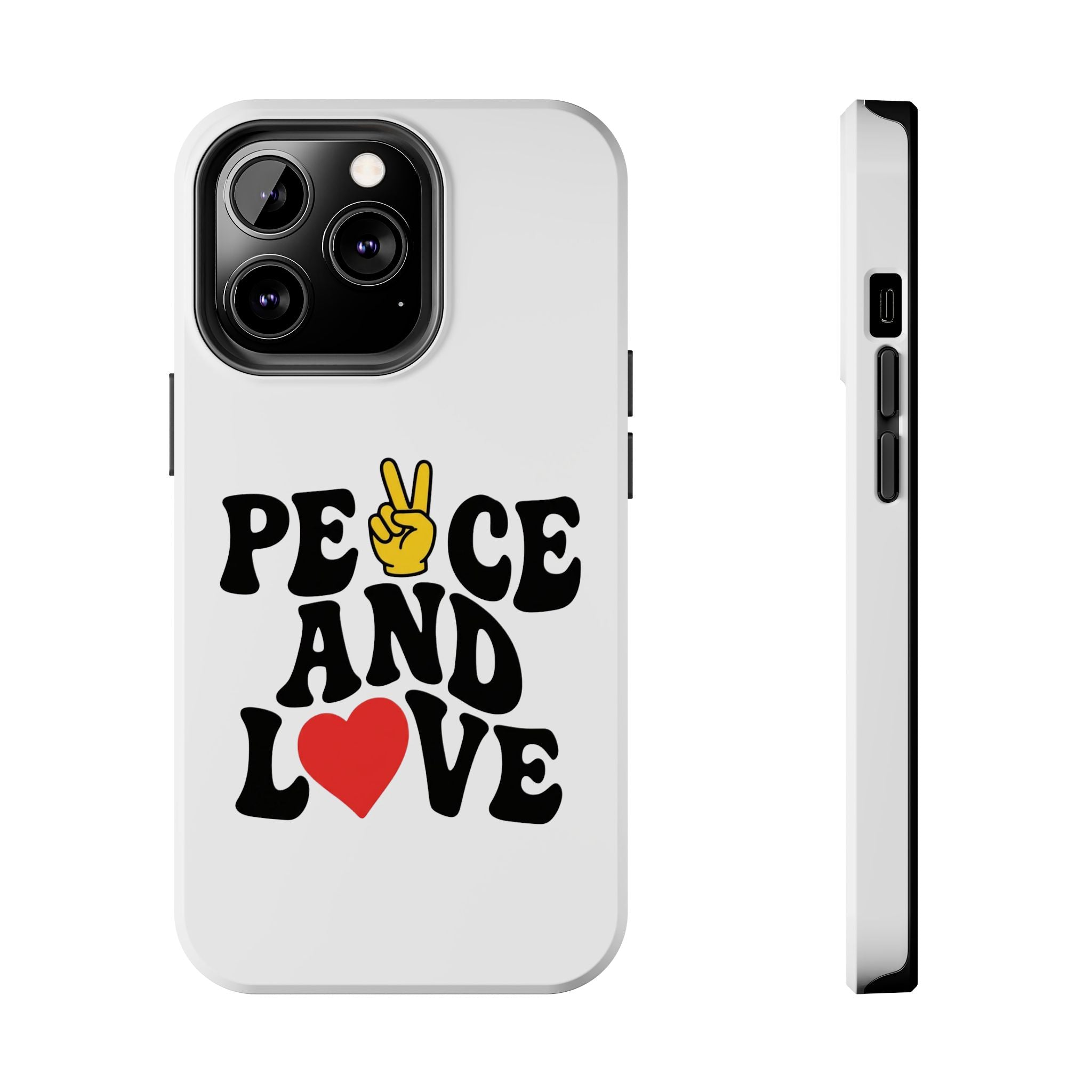 Peace and Love Tough Phone Case — Retro Peace Sign & Heart Protective Cover
