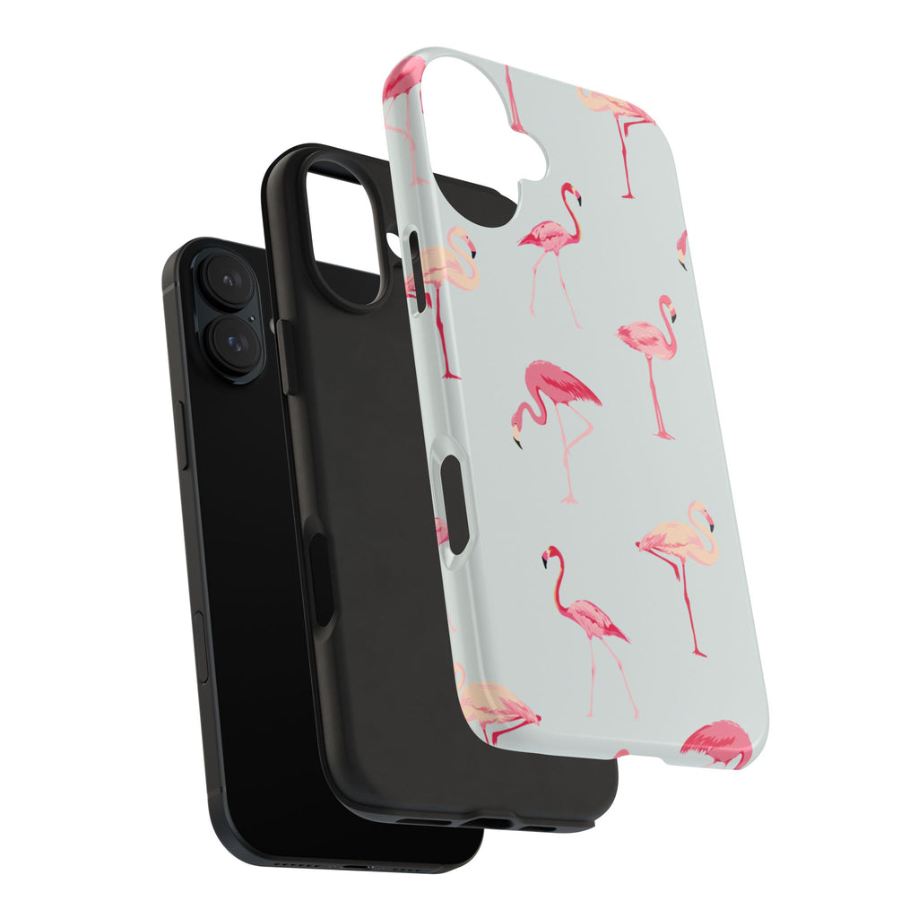 Flamingo Pattern Tough Phone Case — Cute Pink Birds Protective Phone Cover