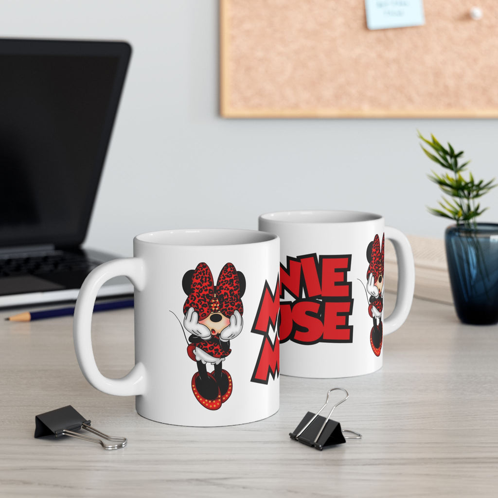 Minnie Mouse Ceramic Mug — Cute Red Polka Dot Bow Coffee Cup (11oz)