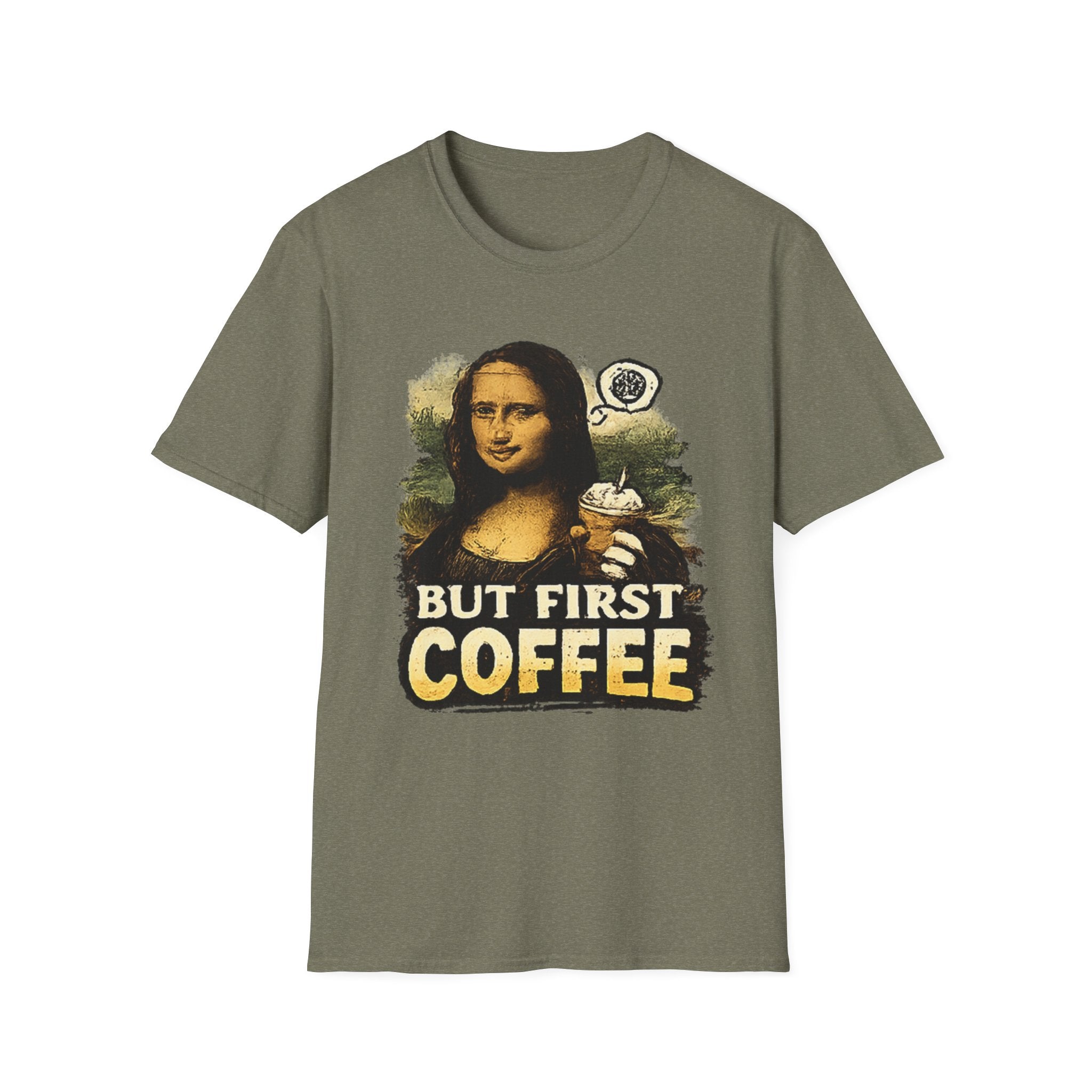 But First Coffee T-Shirt — Mona Lisa Coffee Graphic Tee