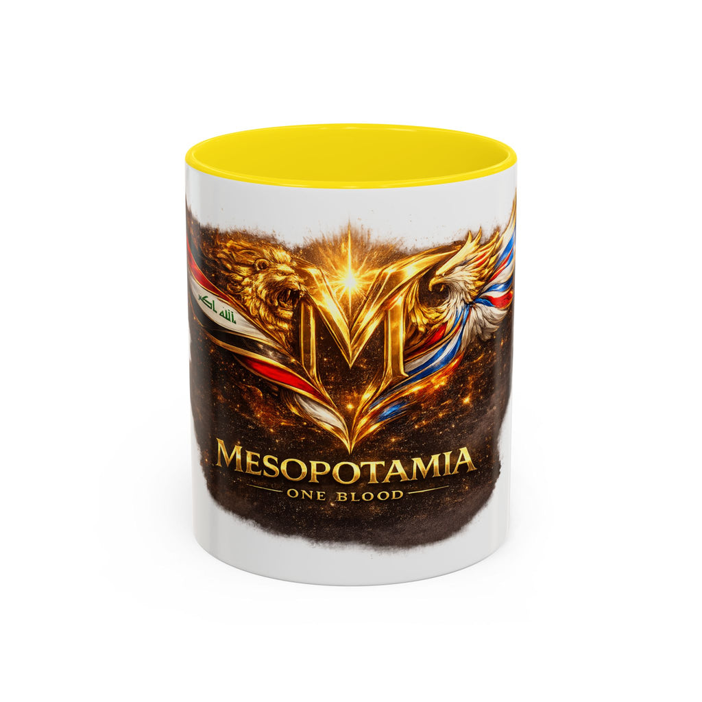 Mesopotamia "One Blood" Accent Coffee Mug – Patriotic Golden Emblem (11oz)