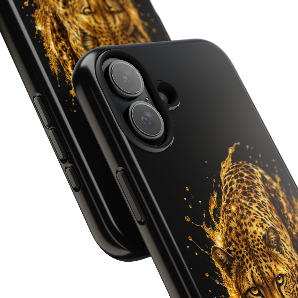 Golden Cheetah Tough Phone Case — Fierce Splash Design, Protective iPhone Cover