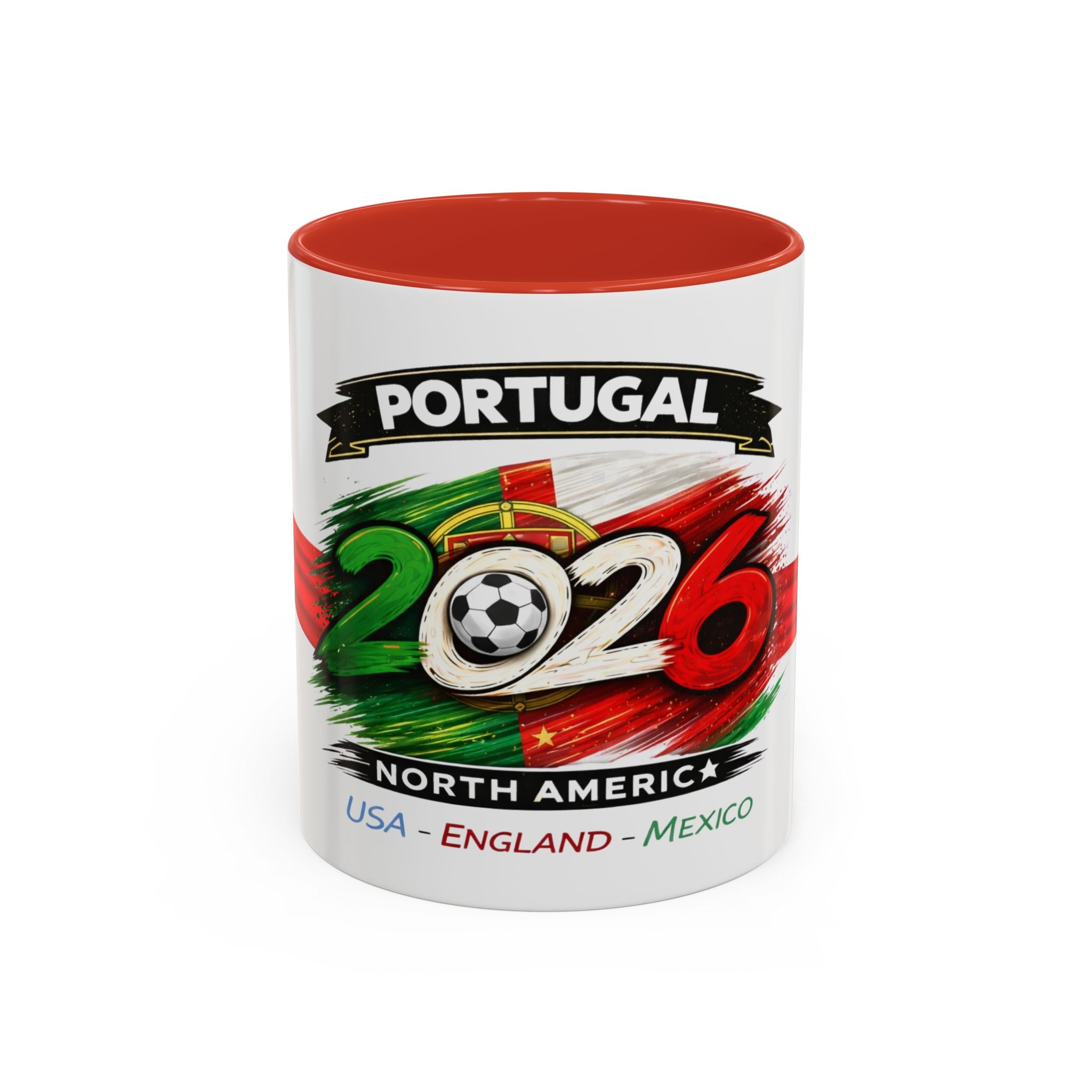 Portugal 2026 Soccer Cup Accent Coffee Mug — USA England Mexico Host Nations