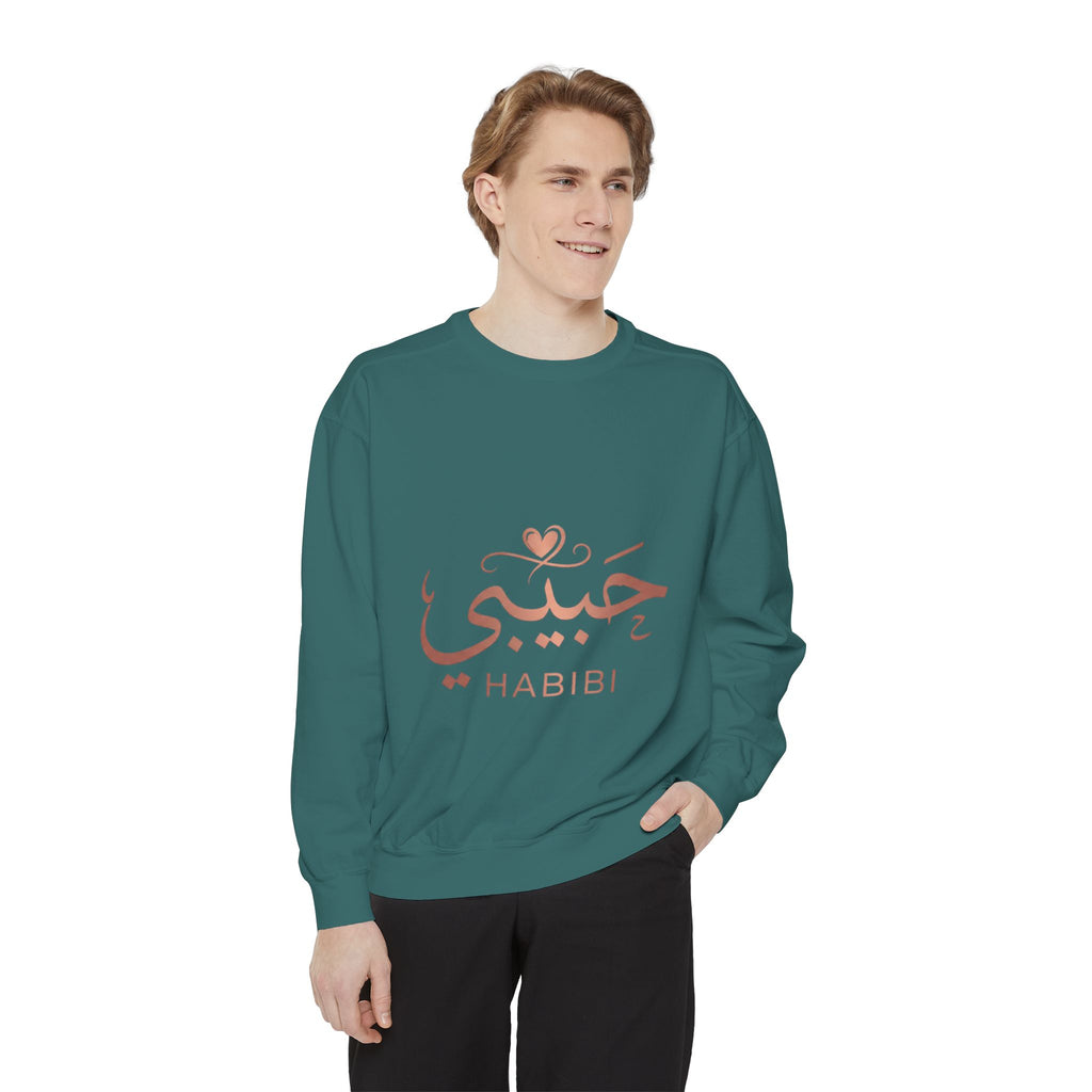 Habibi Sweatshirt — Arabic 'حبيبي' Rose Gold Graphic Crewneck