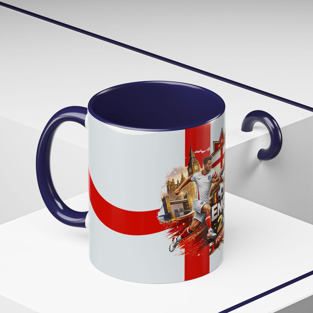 England 2026 Football Cup Accent Mug — Lion & St. George Soccer Coffee Cup (11/15oz)