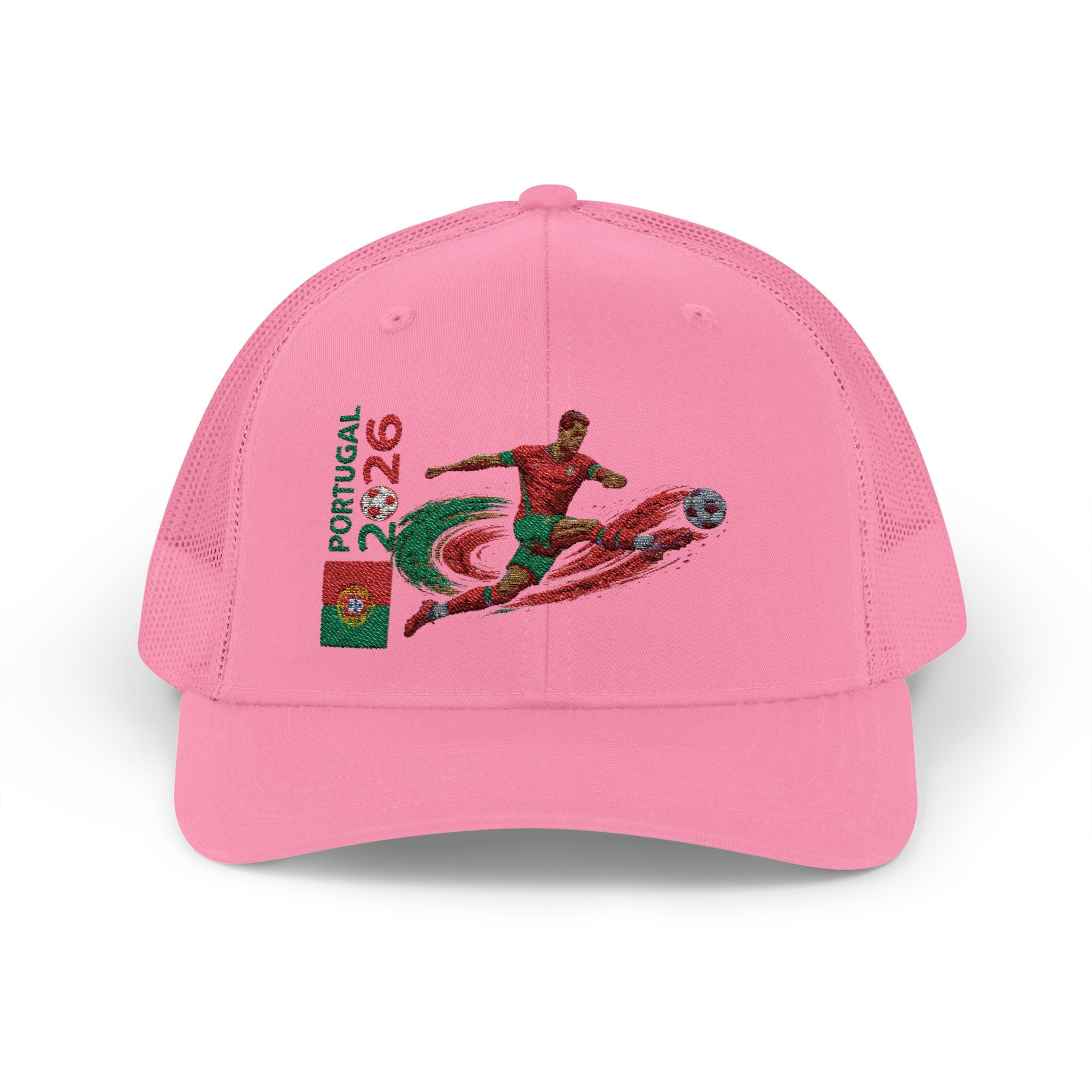 Portugal 2026 Soccer Snapback Trucker Cap — Embroidered Football Player Design
