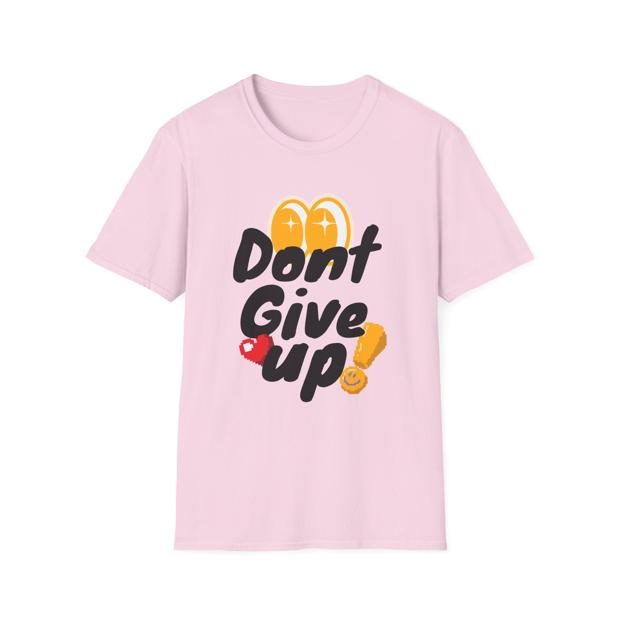 Don't Give Up T-Shirt — Motivational Graphic Tee with Positive Icons