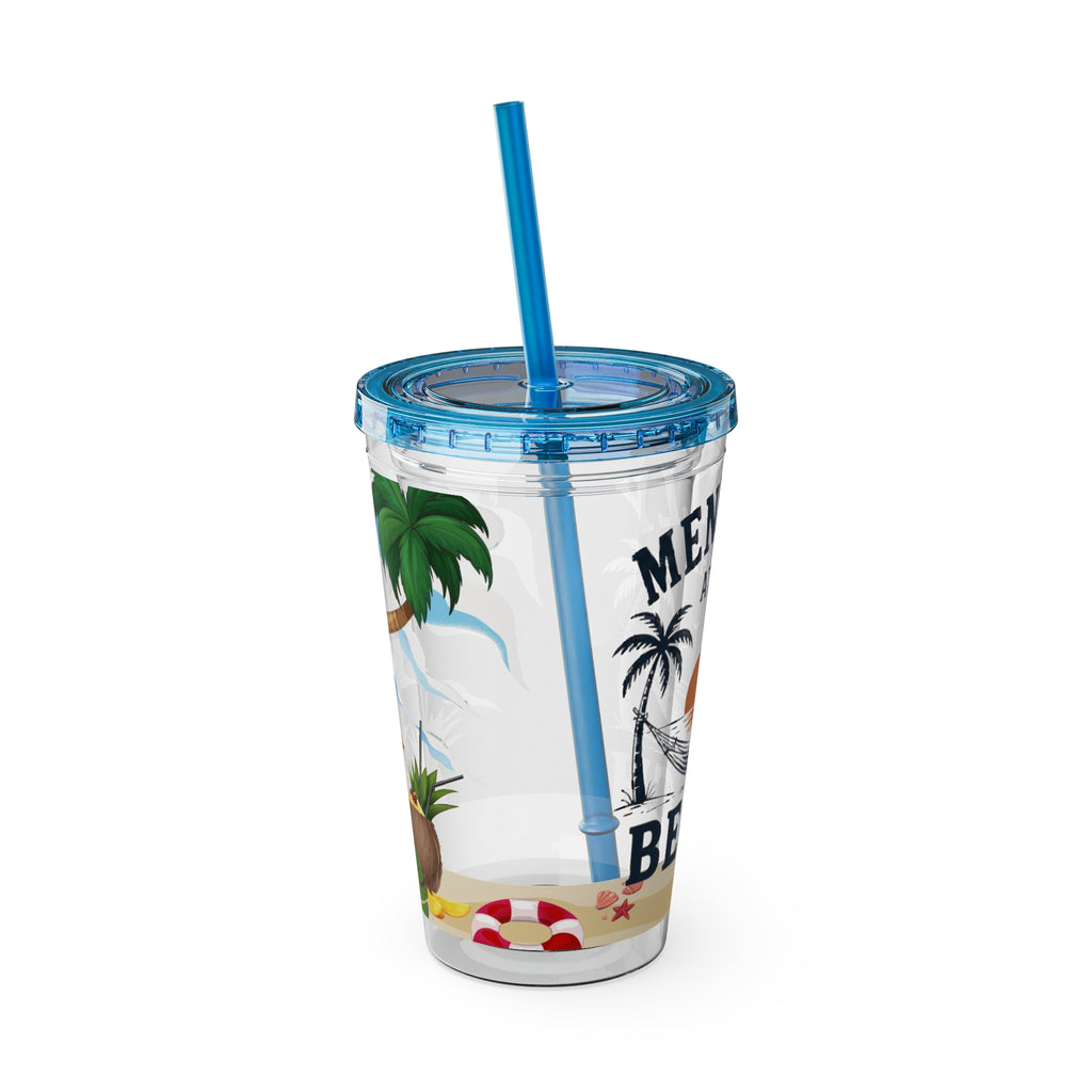 Mentally at the Beach 16oz Tumbler with Straw