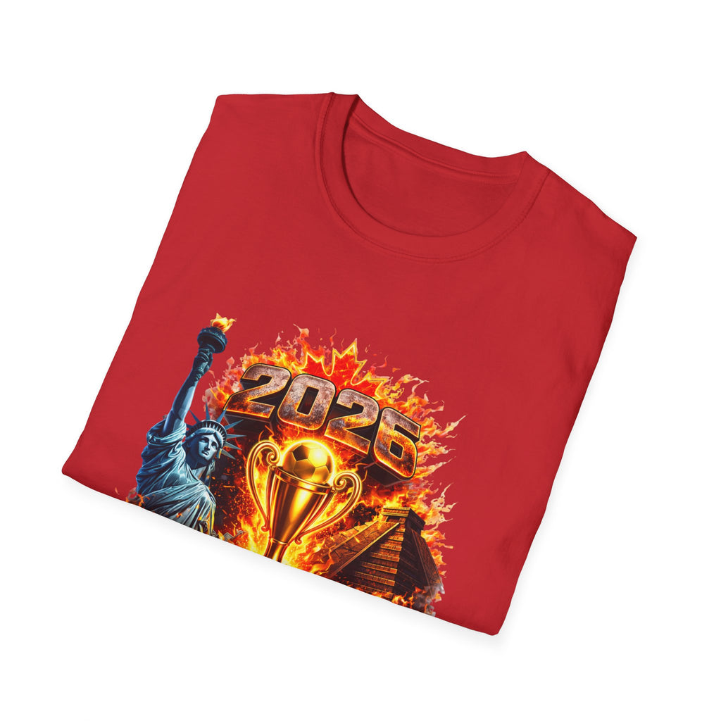 2026 North America Soccer Cup T-Shirt — Trophy, Statue of Liberty & Flags Graphic