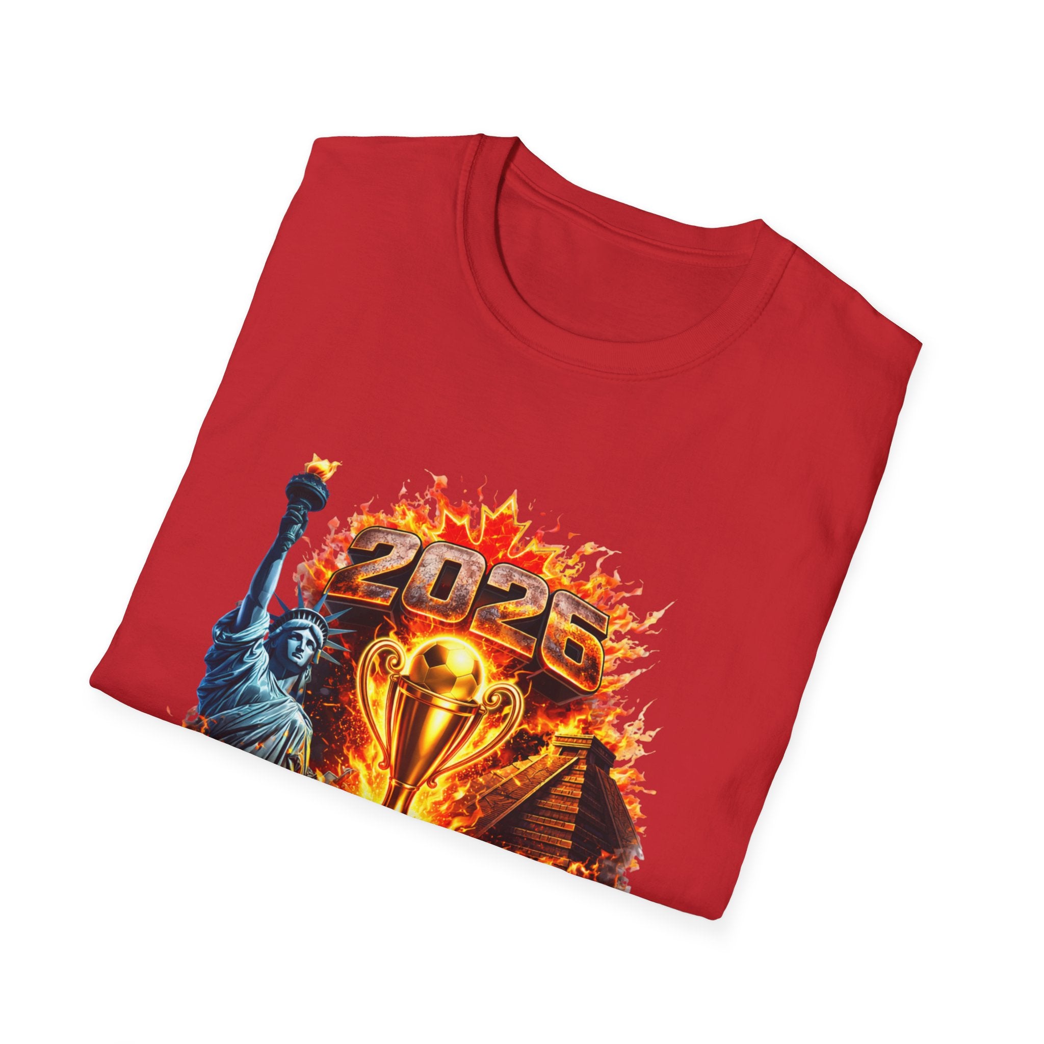 2026 North America Soccer Cup T-Shirt — Trophy, Statue of Liberty & Flags Graphic