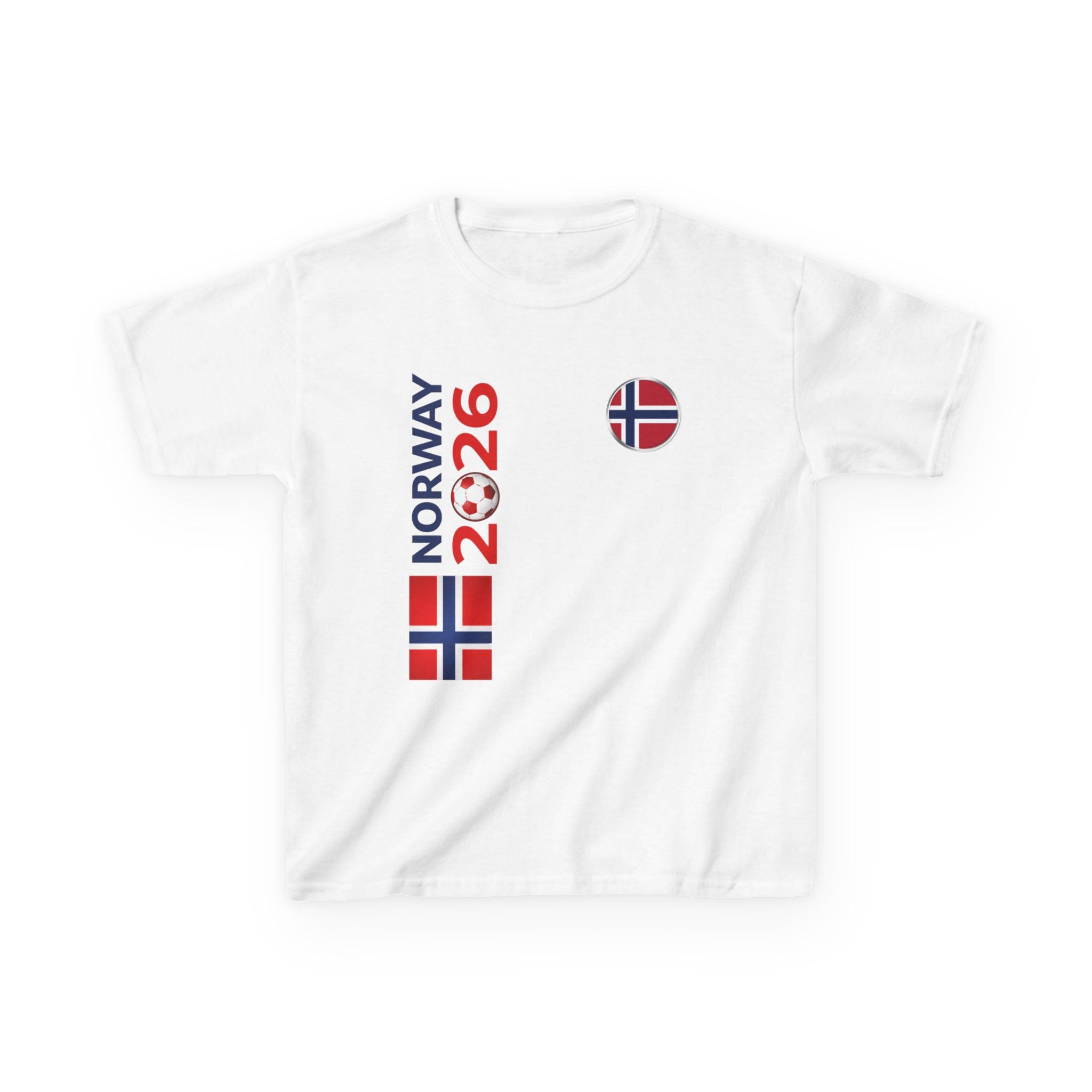Norway 2026 Kids T-Shirt — Norwegian Flag Football Supporter Tee