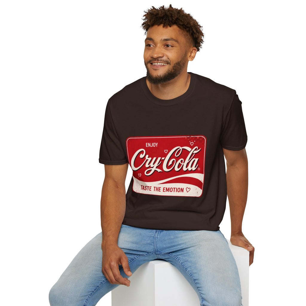 Cry-Cola Vintage Logo T-Shirt — "Taste the Emotion" Retro Soda Tee