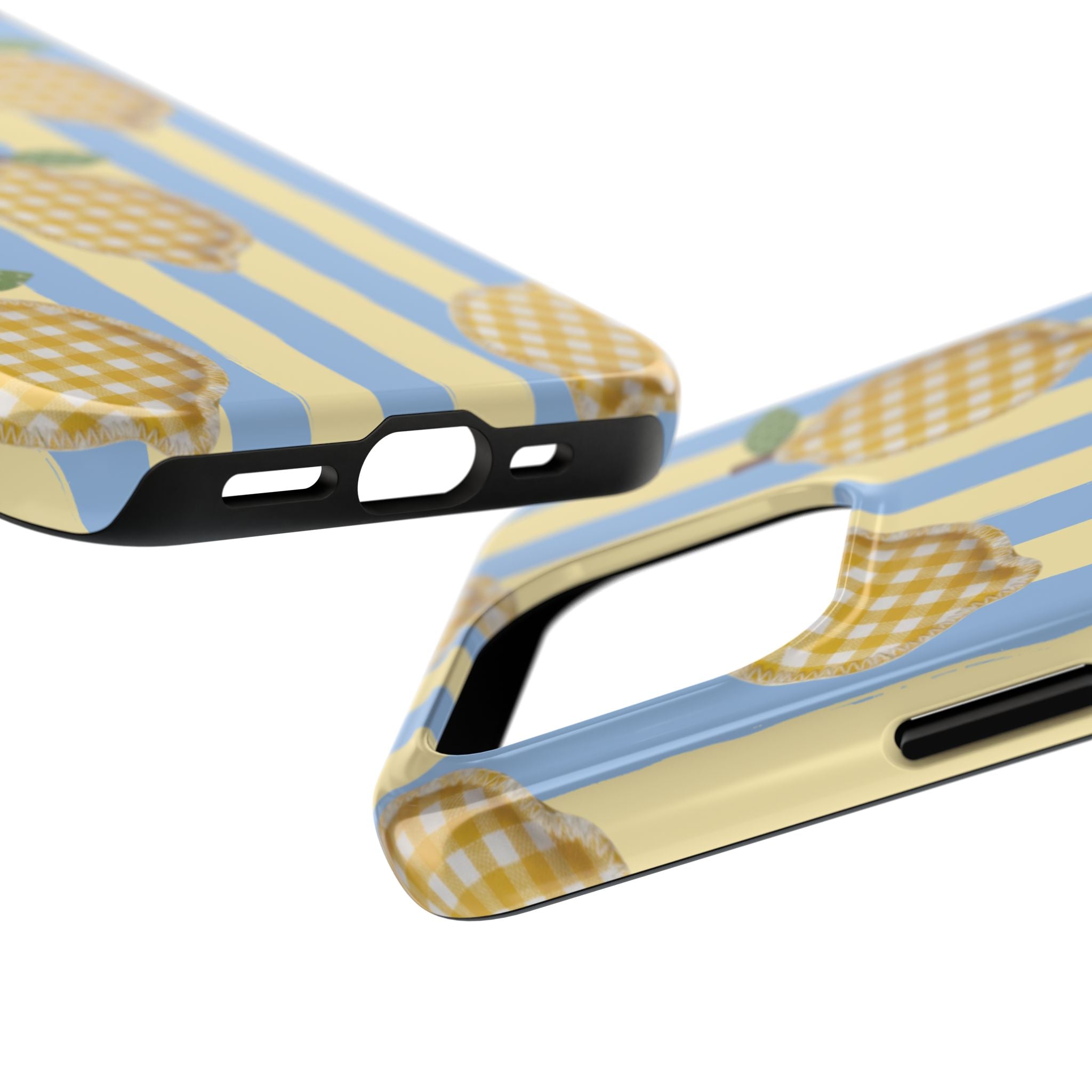 Tough Phone Case — Blue & Yellow Gingham Lemon Design