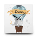 Acrylic Wall Clock - Cute Dreamy Elephant Hot Air Balloon Nursery Clock