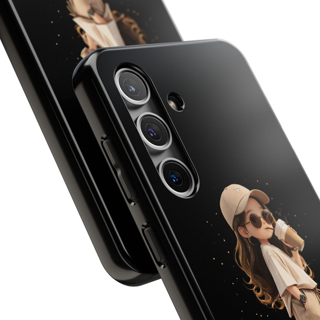 Phone Case — 'Running on Coffee' Cute Coffee Girl Protective Case