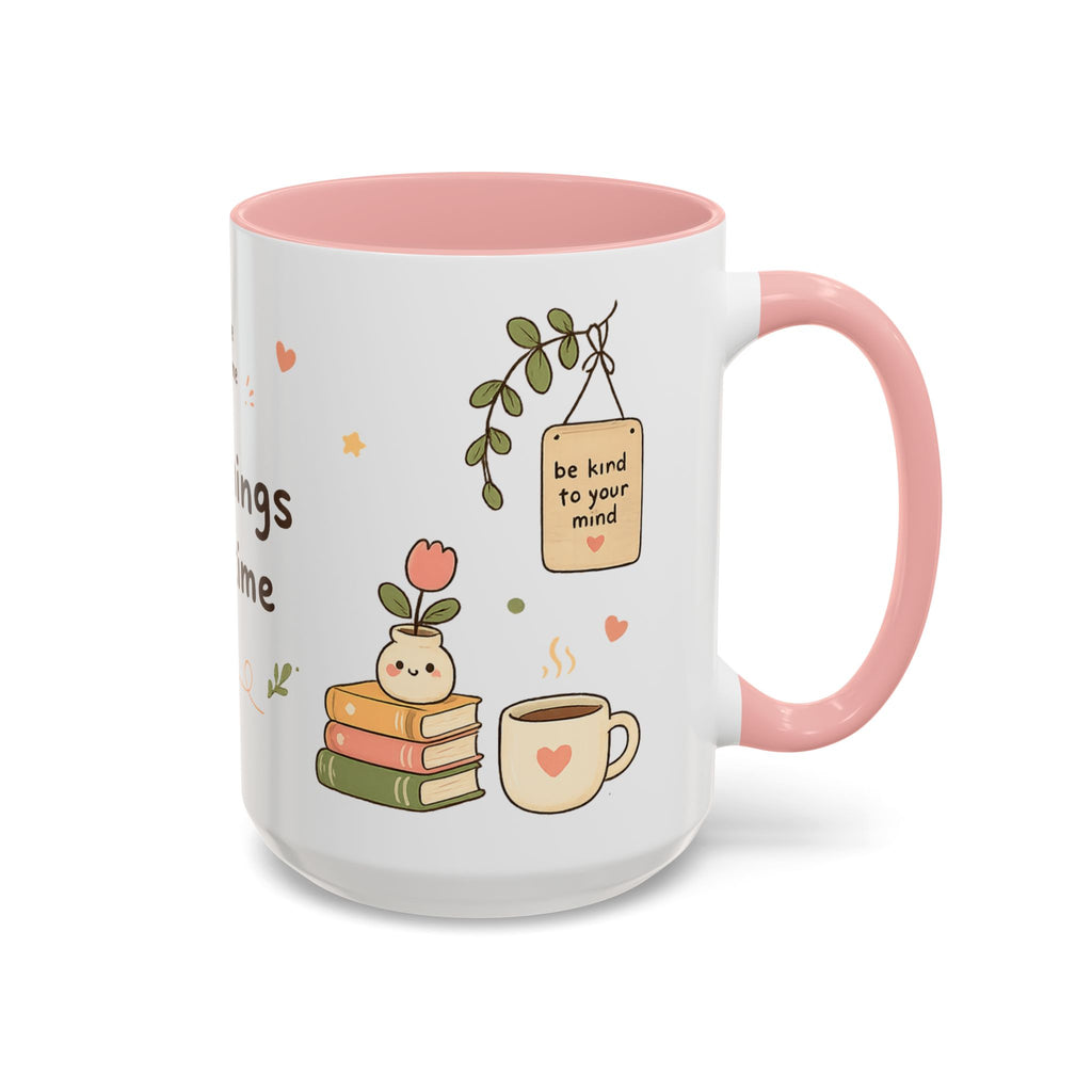 Inspirational Accent Coffee Mug — "Good Things Take Time" Motivational Ceramic Mug